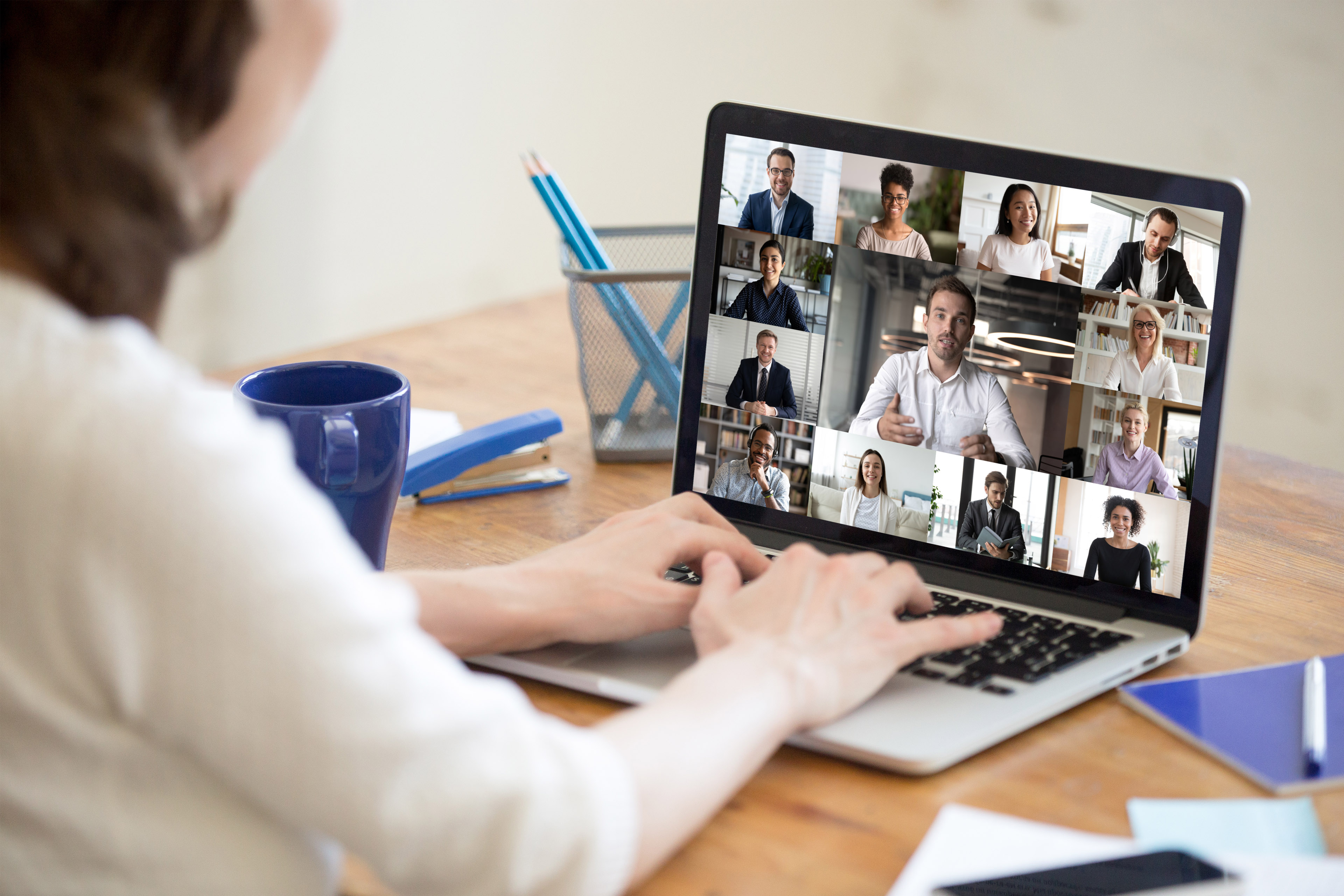 Business women engaged in online conference call