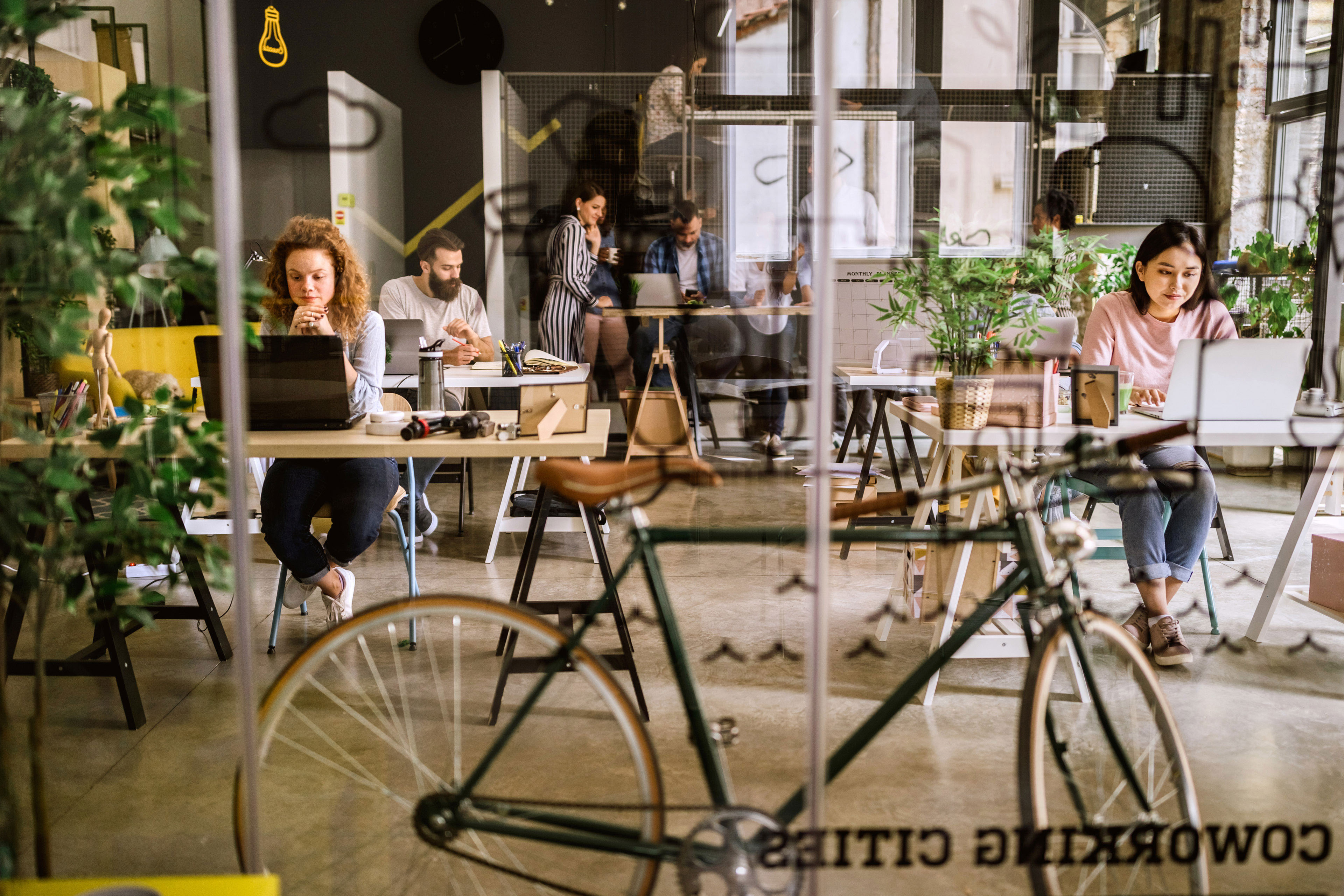 Women and men working in an office