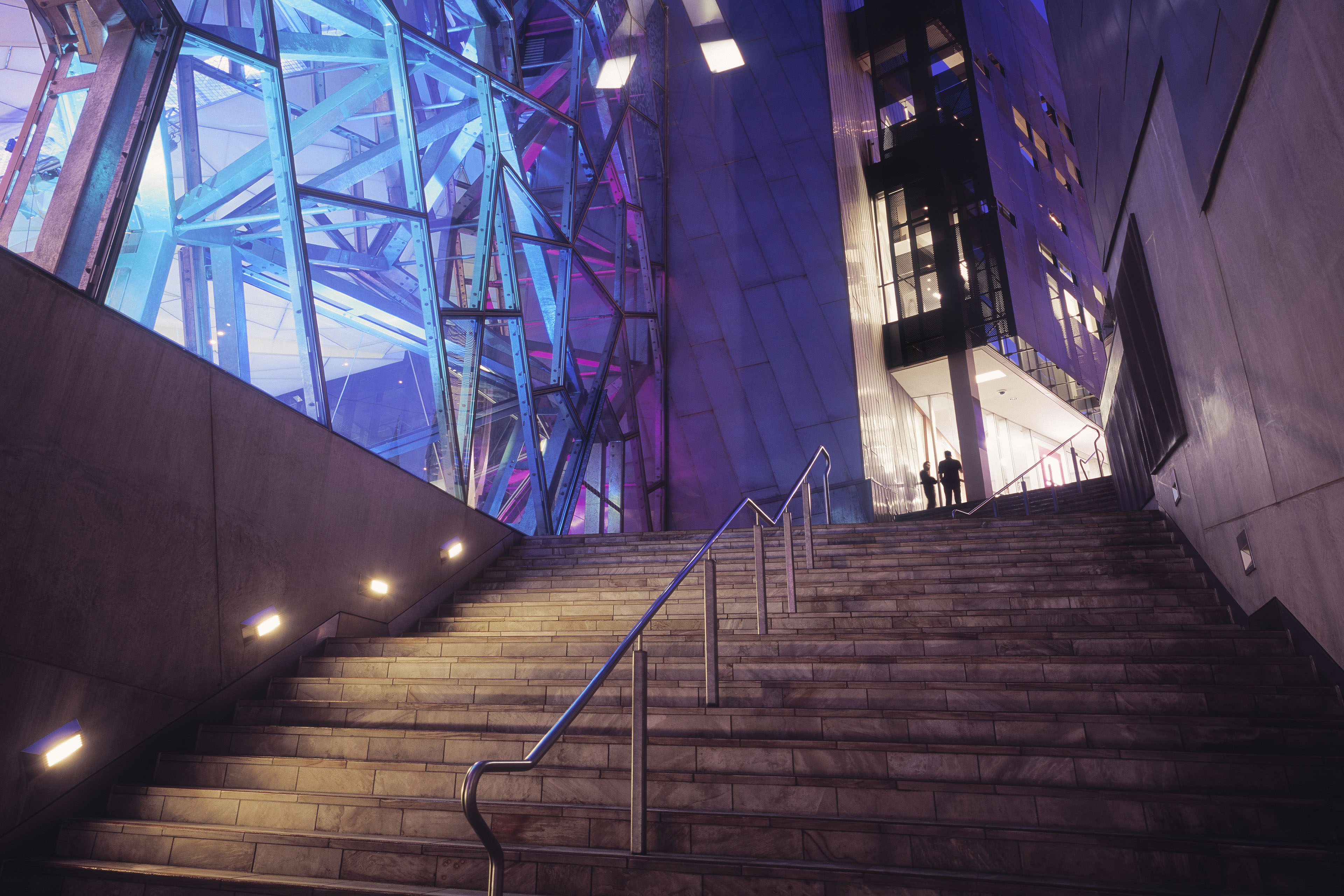 Stairway towards federation square in melbourne