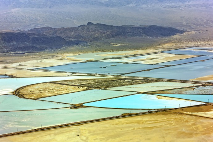 Aerial view of the lithium mine of Silver Peak, Nevada, California, USA