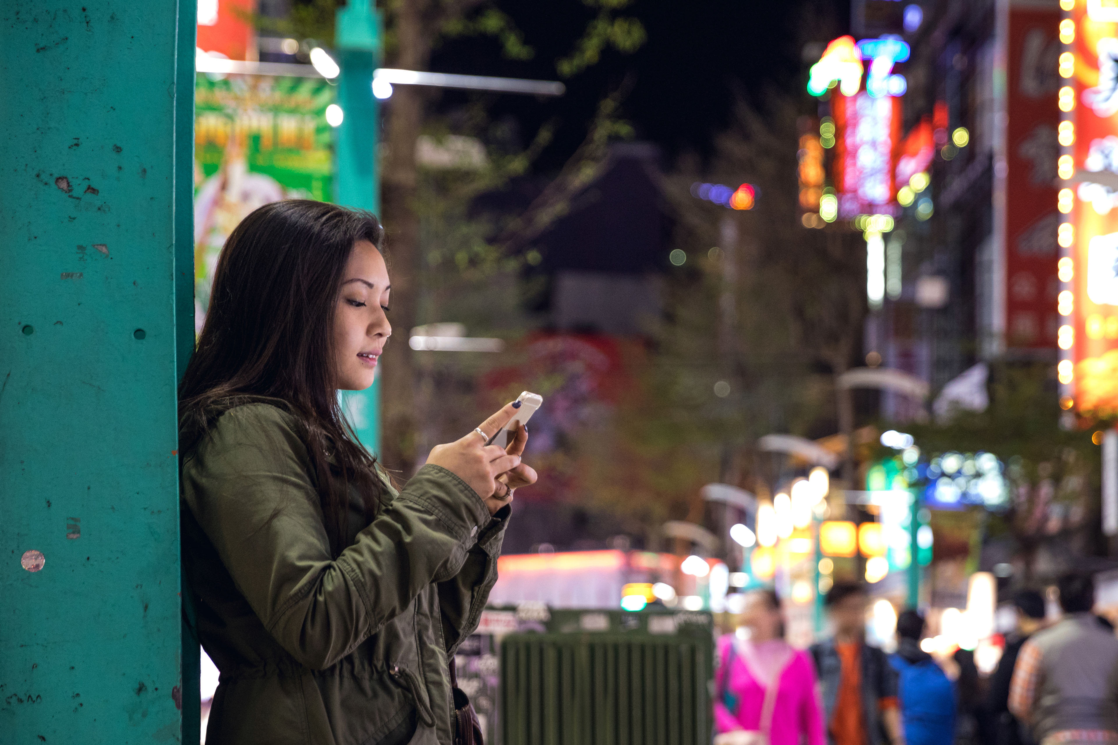 Asian women at night in Taipei