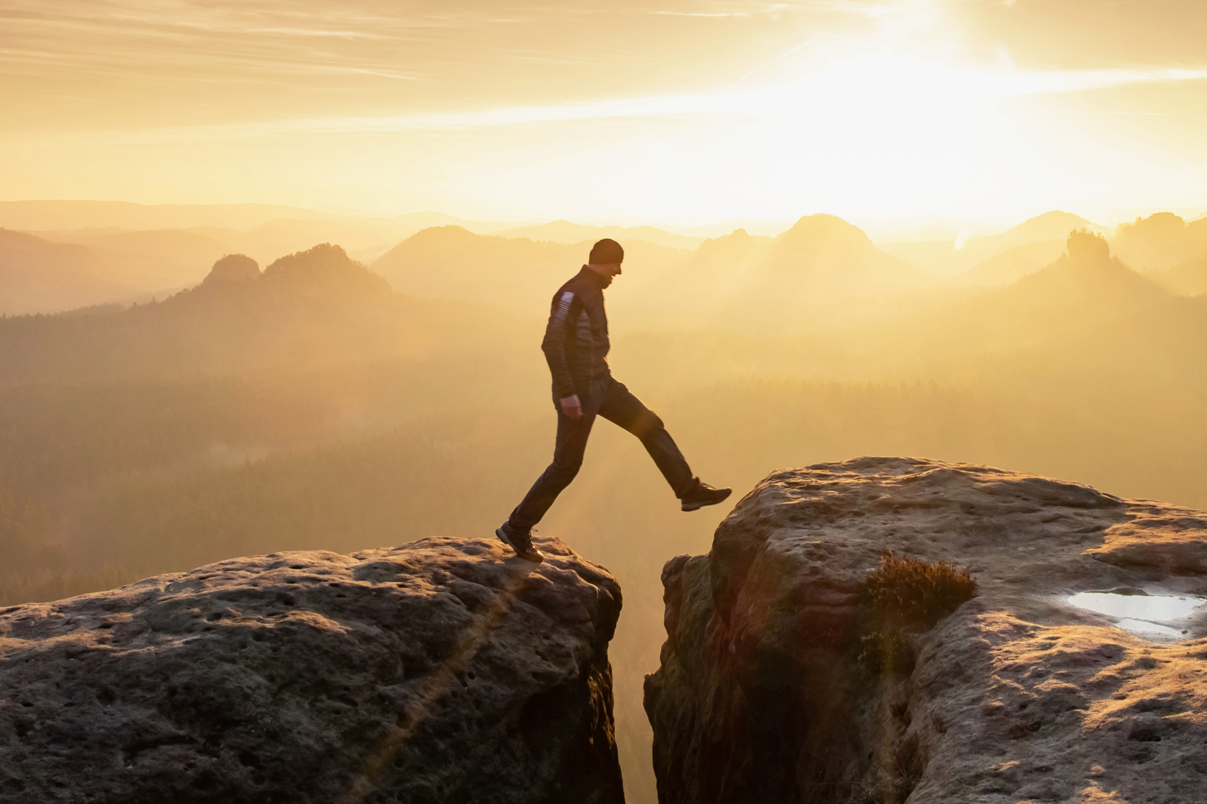 Man standing on rocks