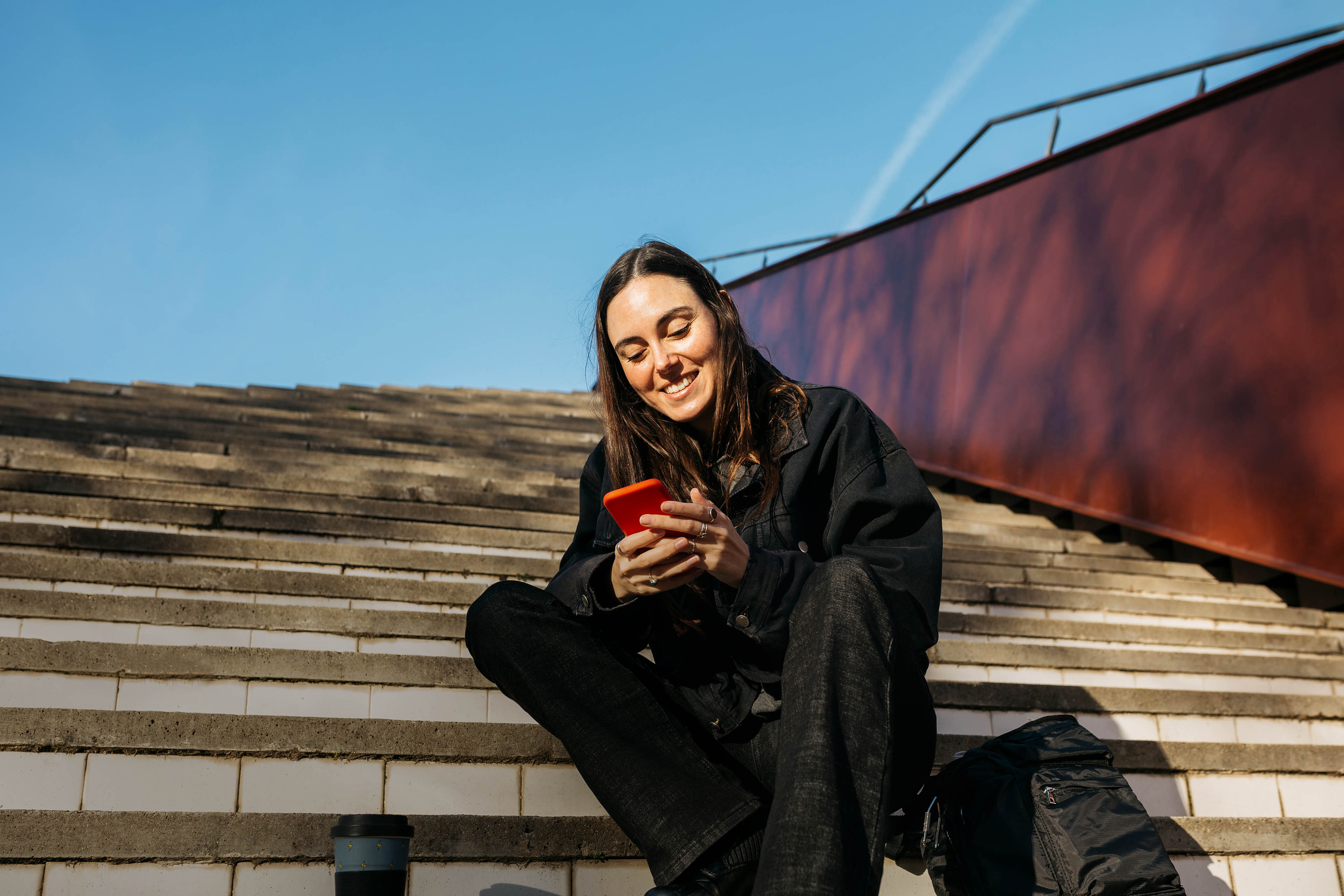 Women sitting on stairs