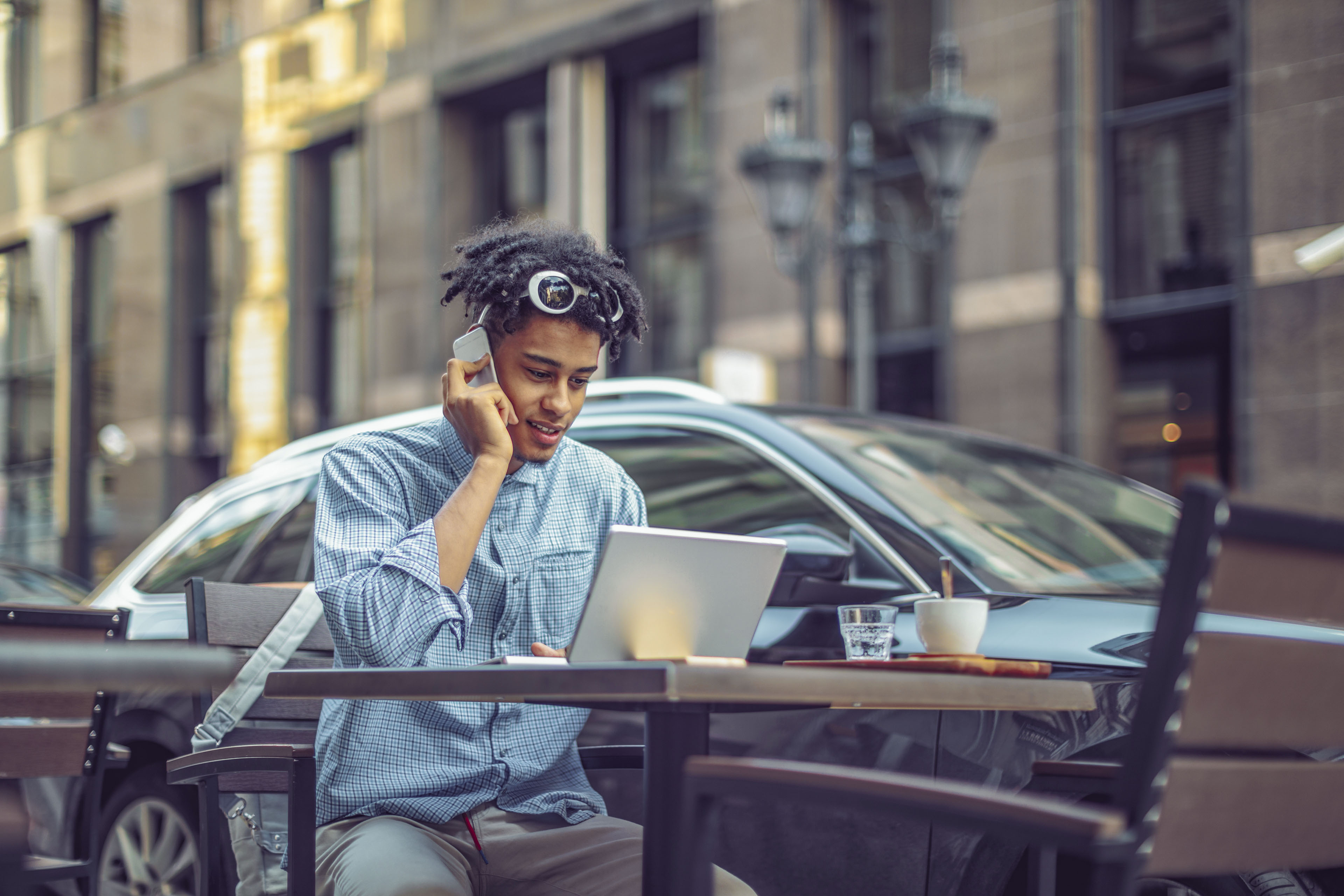 A young man on mobile phone