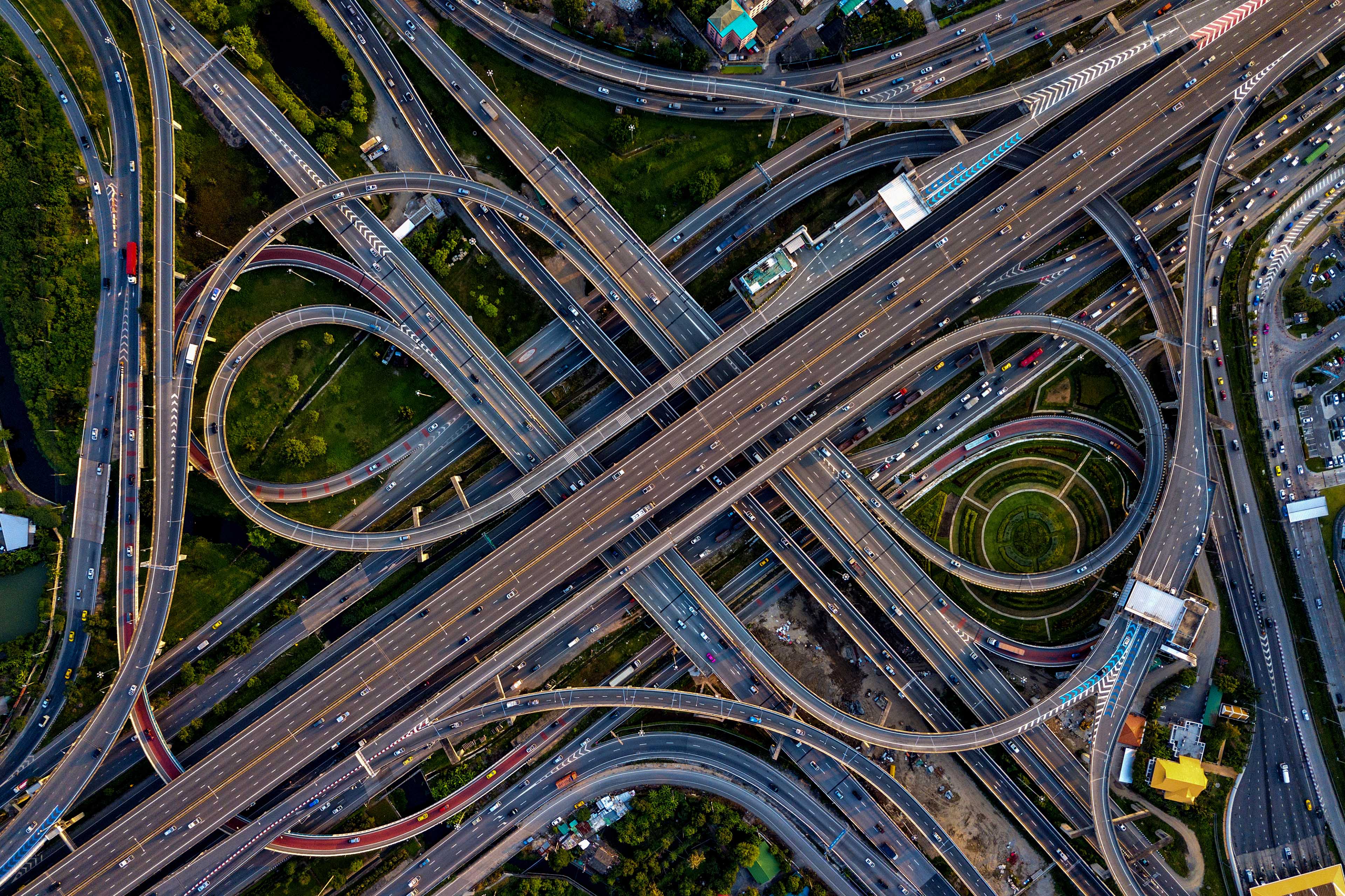 Intersecting freeway road overpass the eastern outer ring road of bangkok thailand