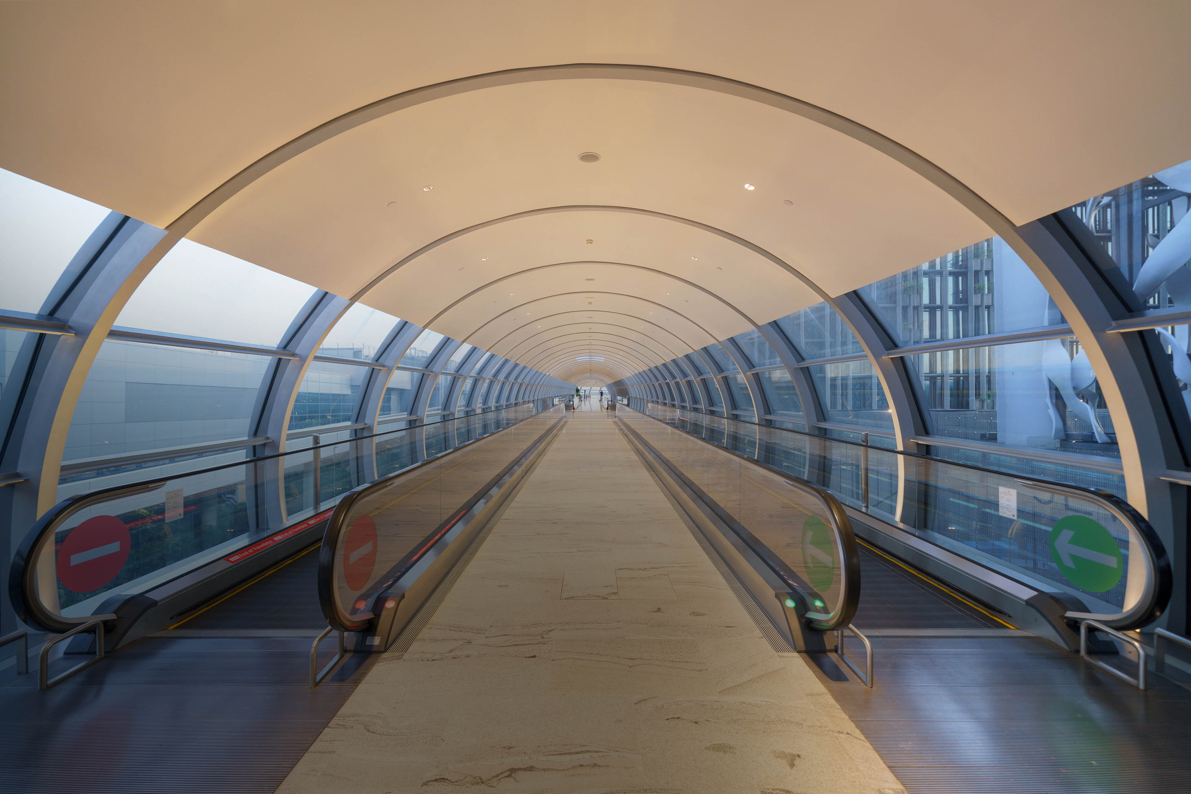 Empty airport corridors in the airport terminal