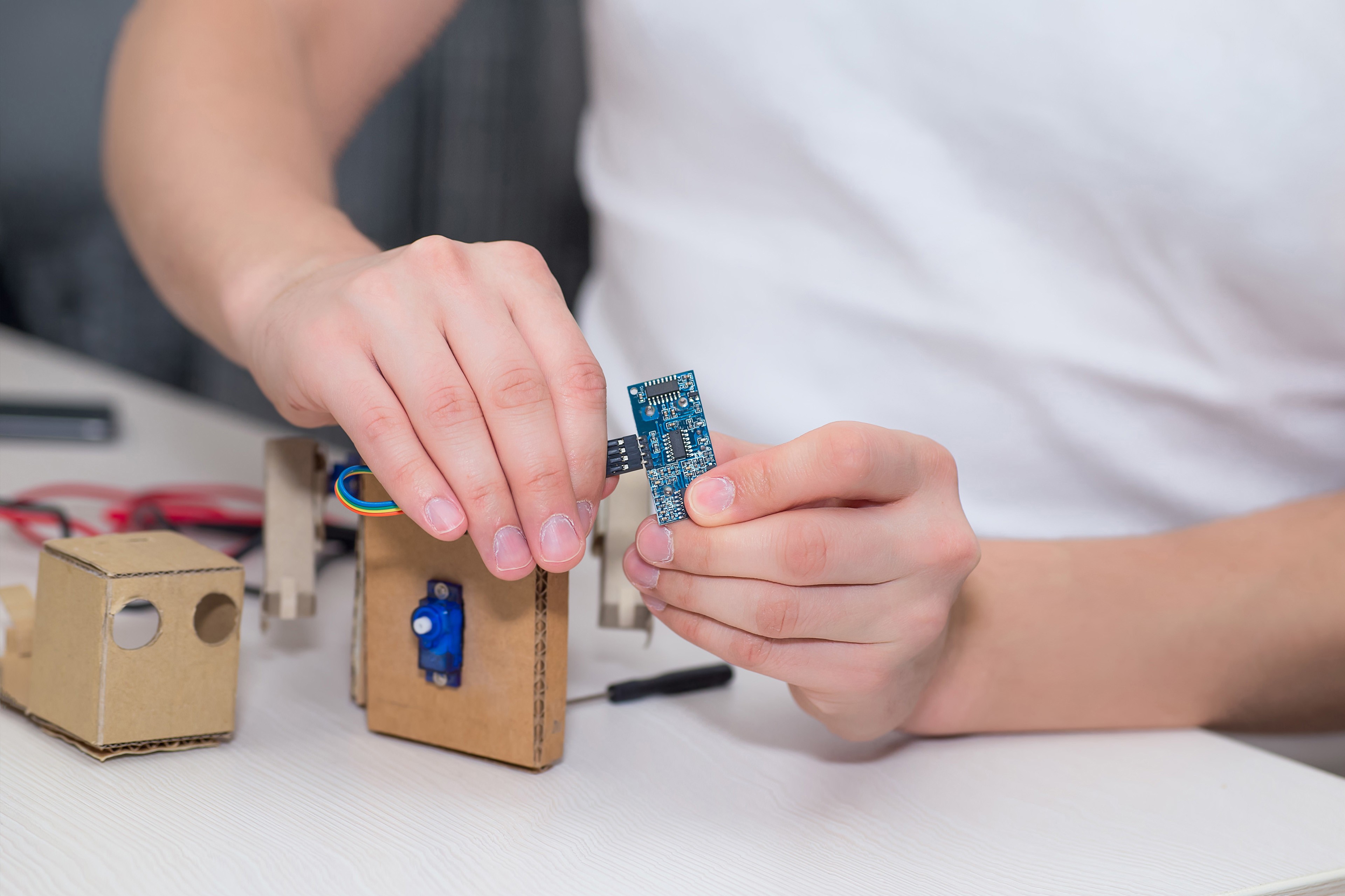 Man working on a chip