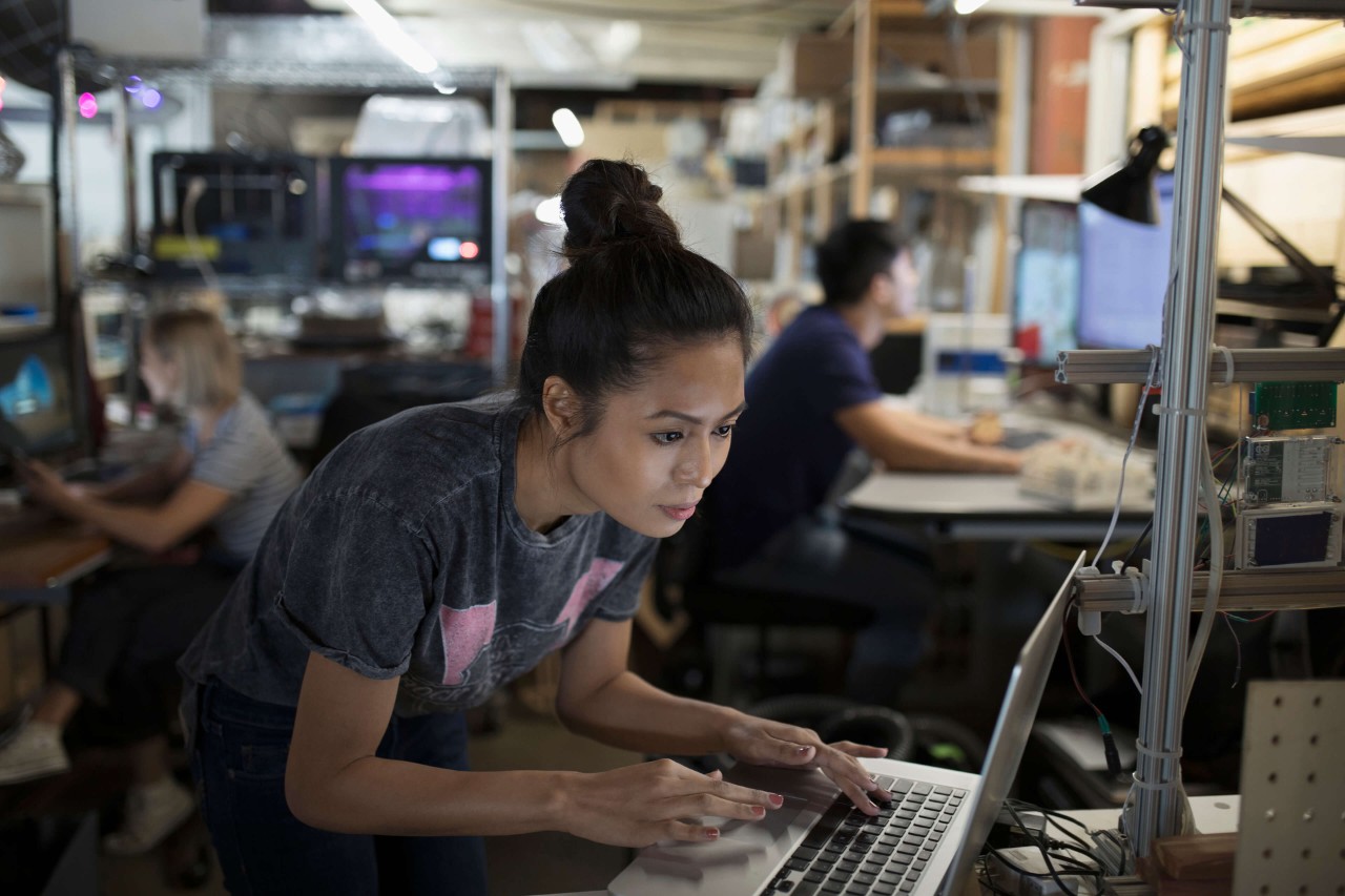 Digital leader working in laptop