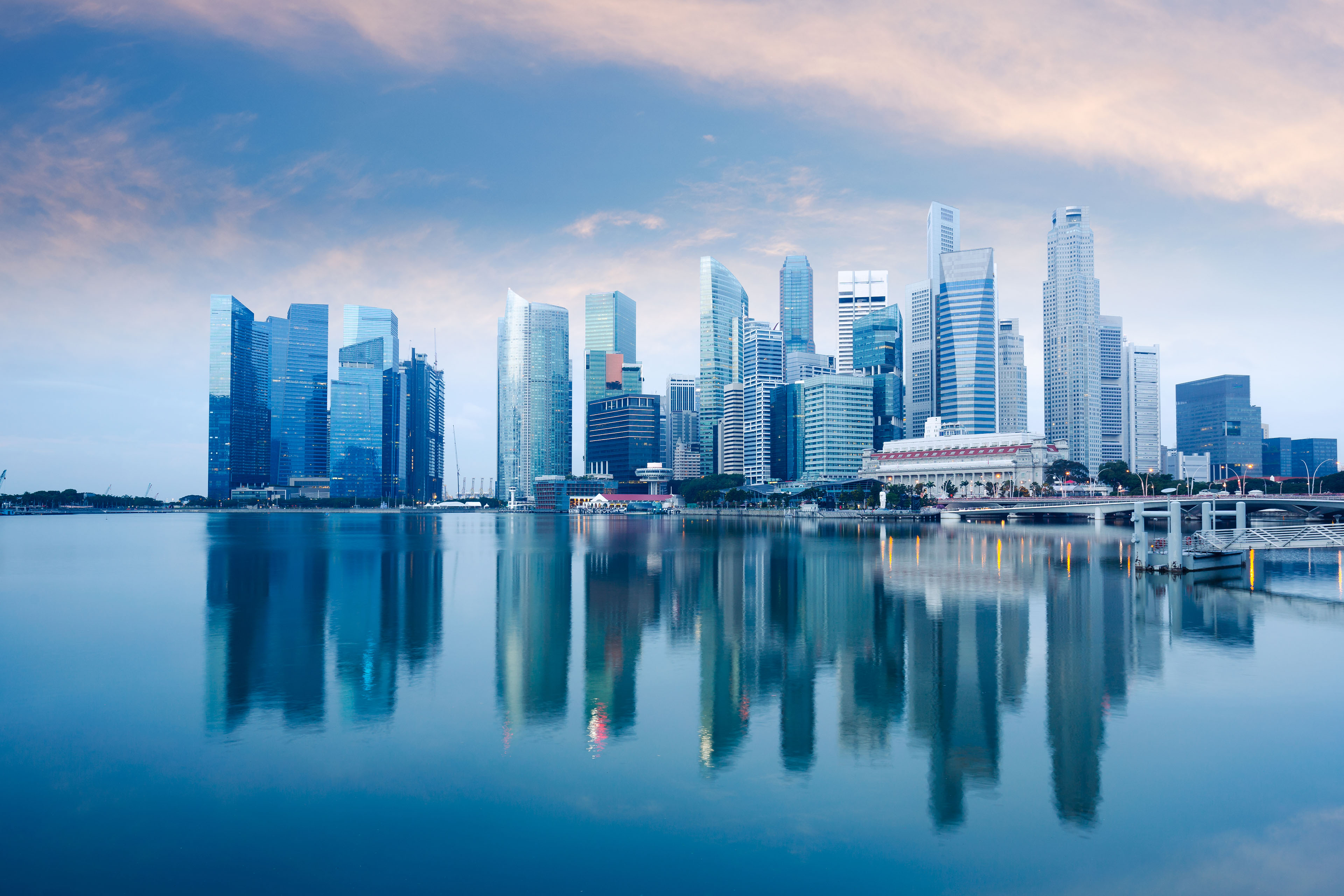 Skyline of Singapore by the Marina Bay