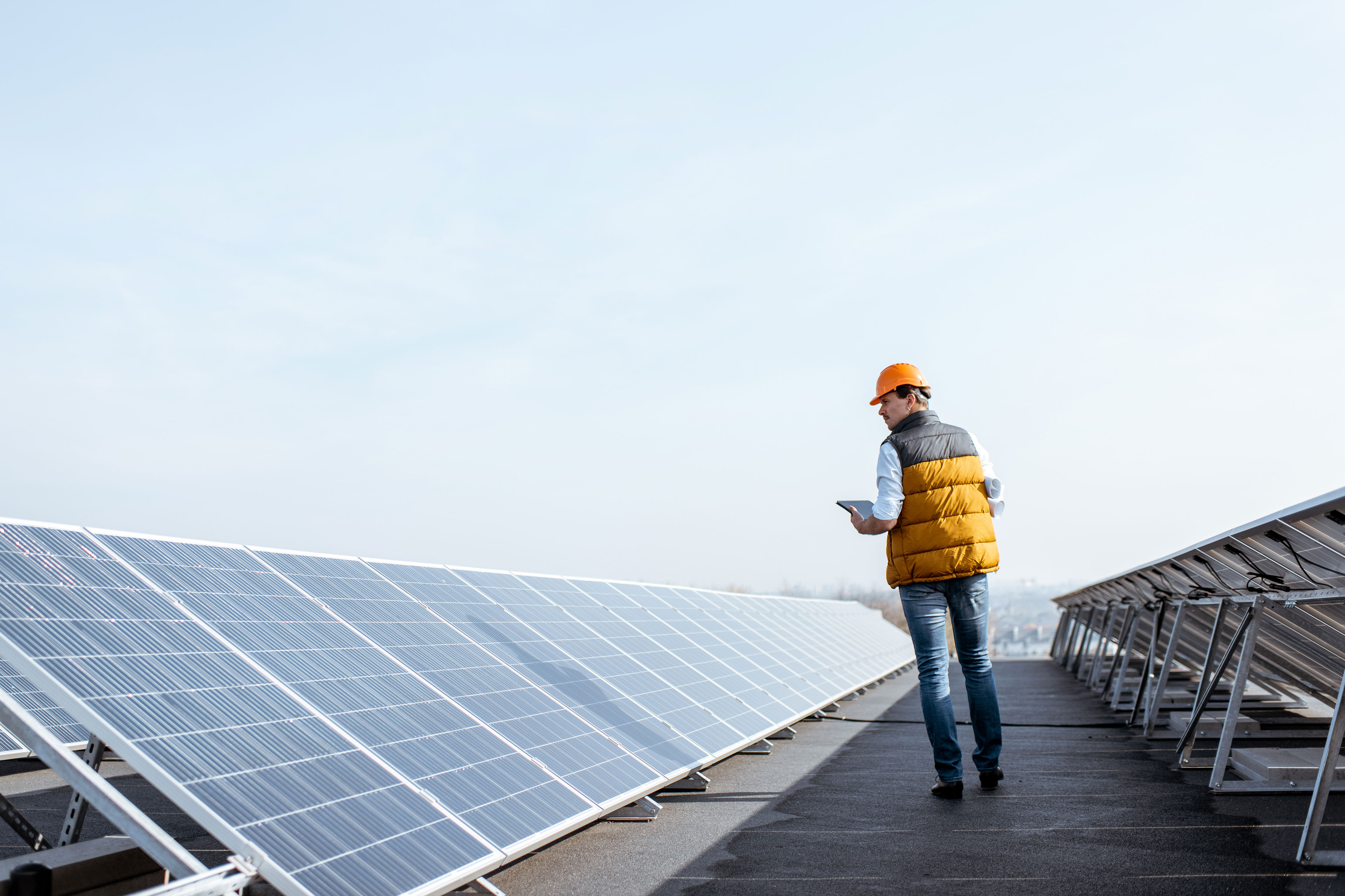 View on the rooftop solar power plant