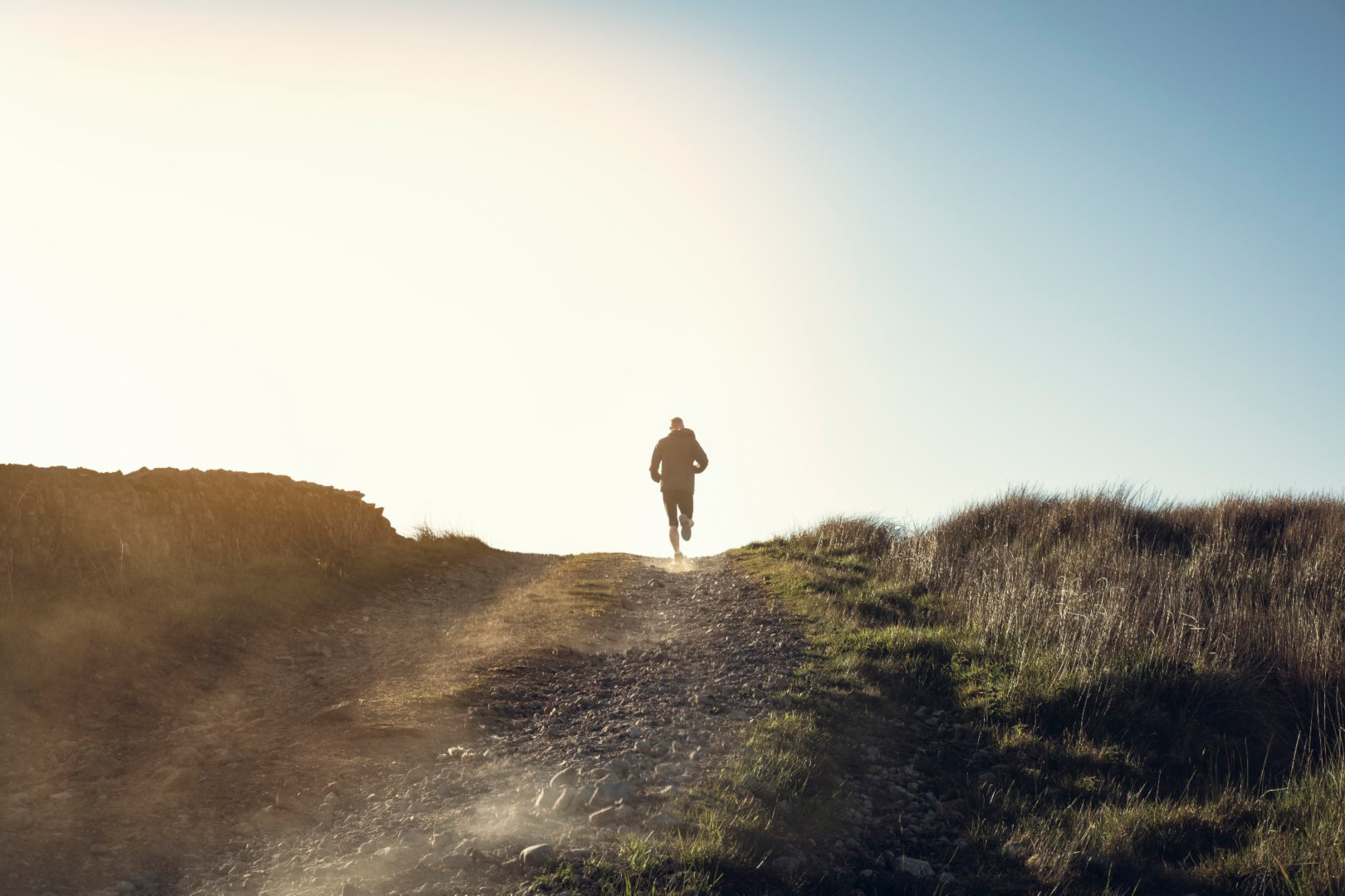 A man running up the hill