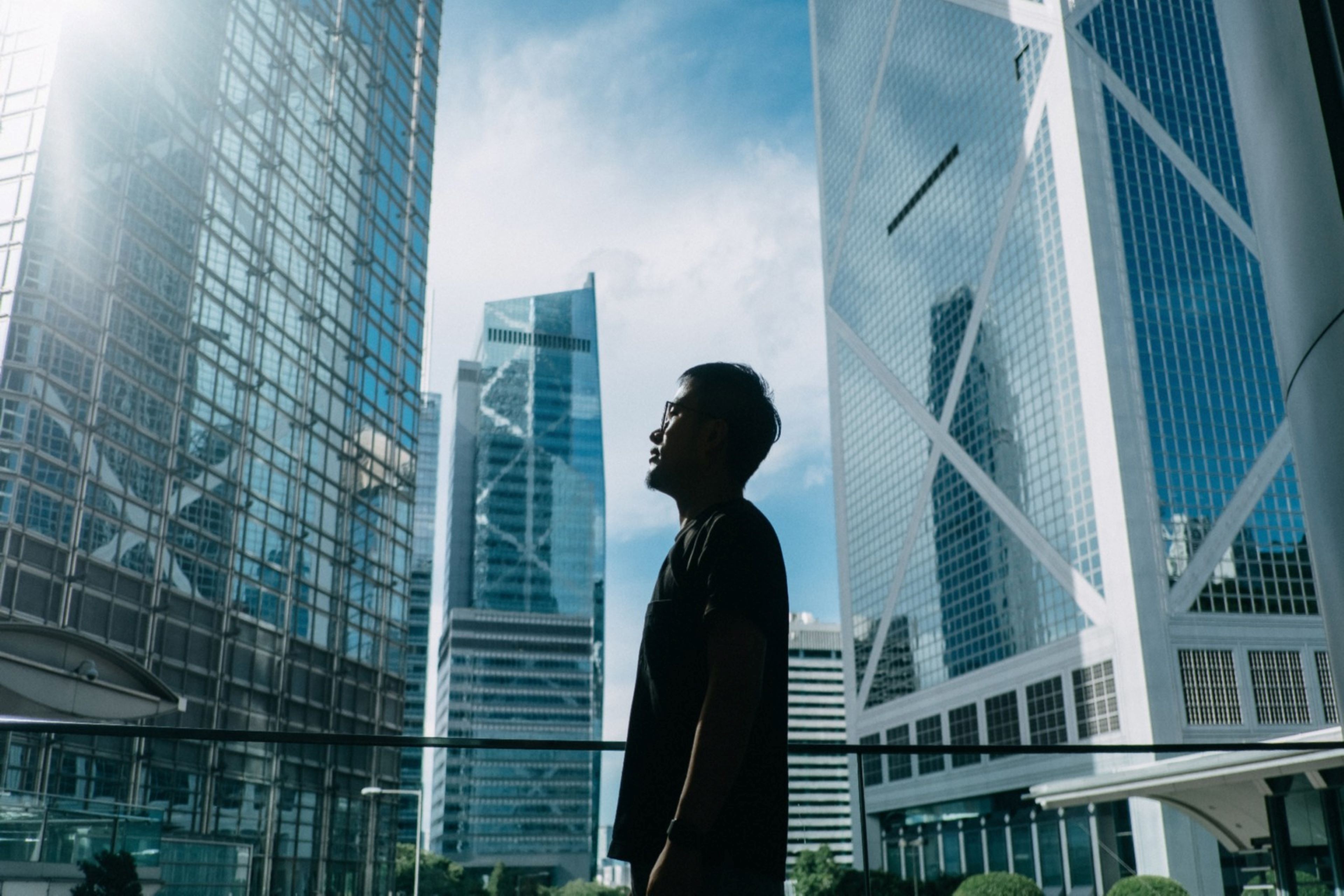 Man standing in front of building