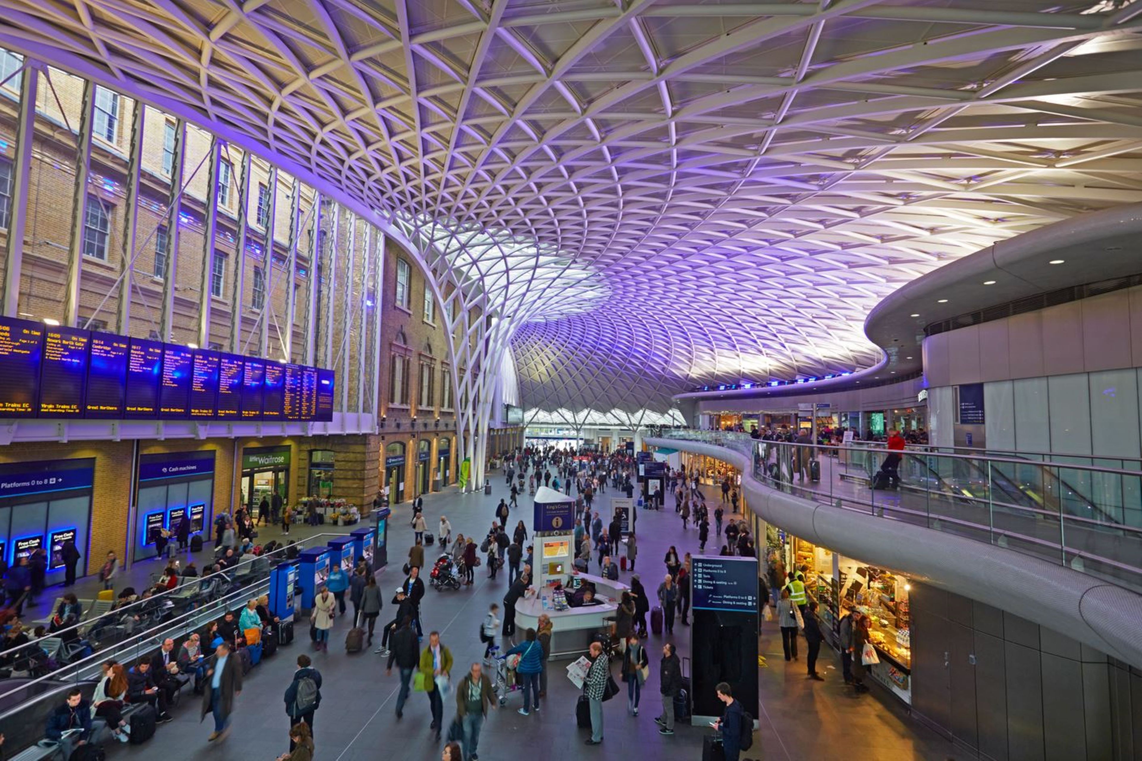 Photo of King's Cross train station interior.