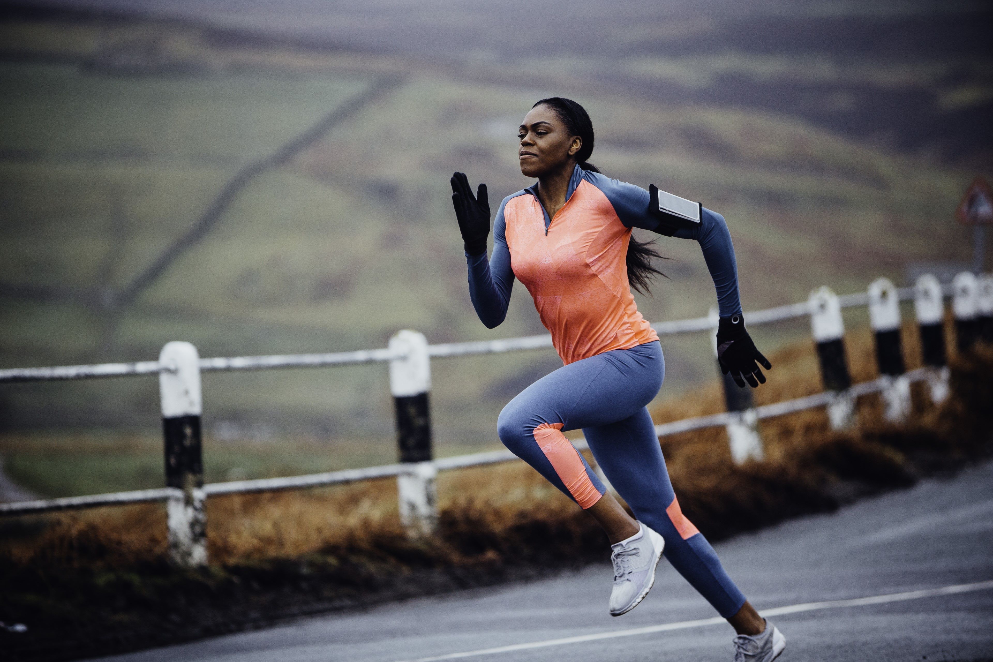 Female marathon runner in action