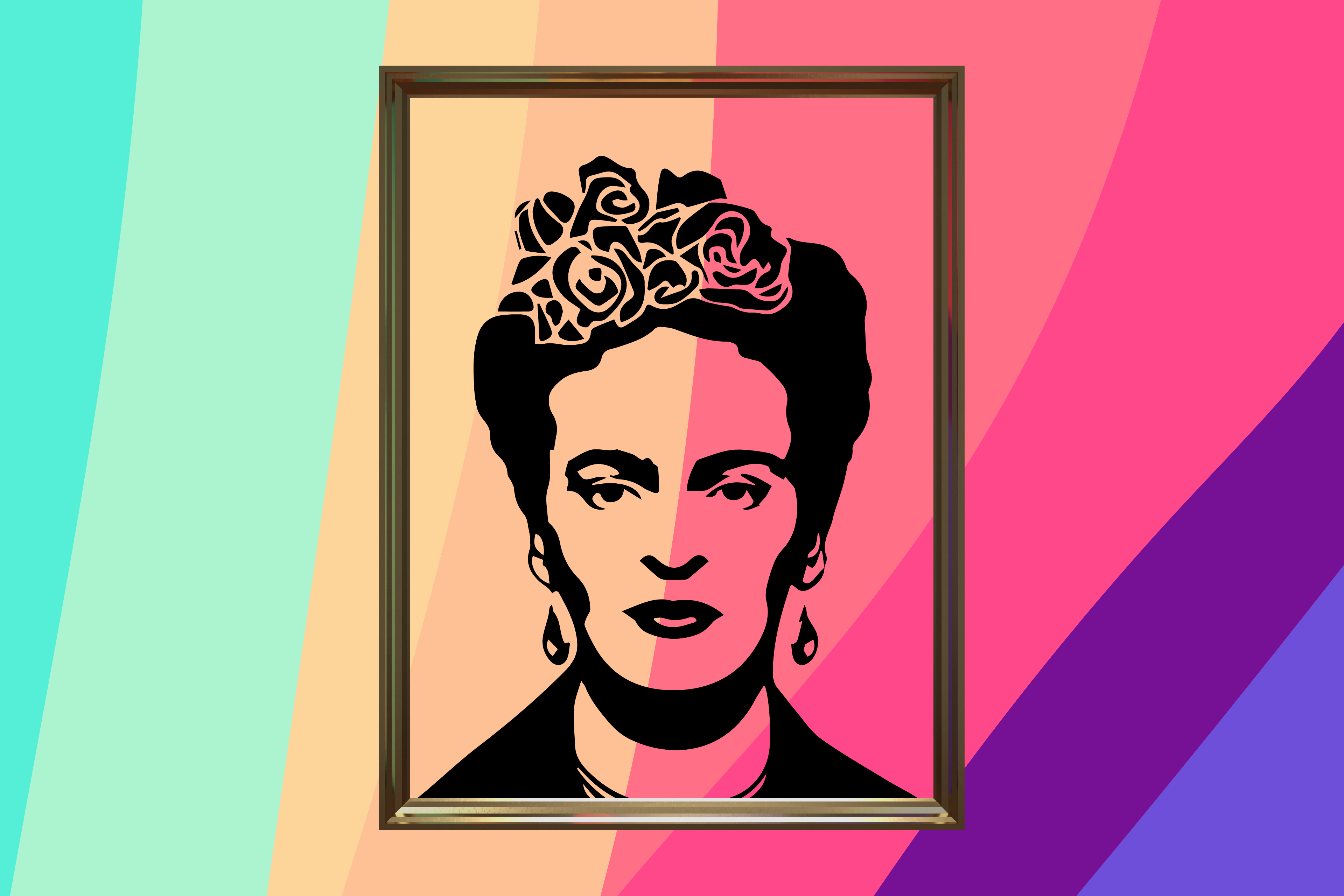 Frida Kahlo rainbow background