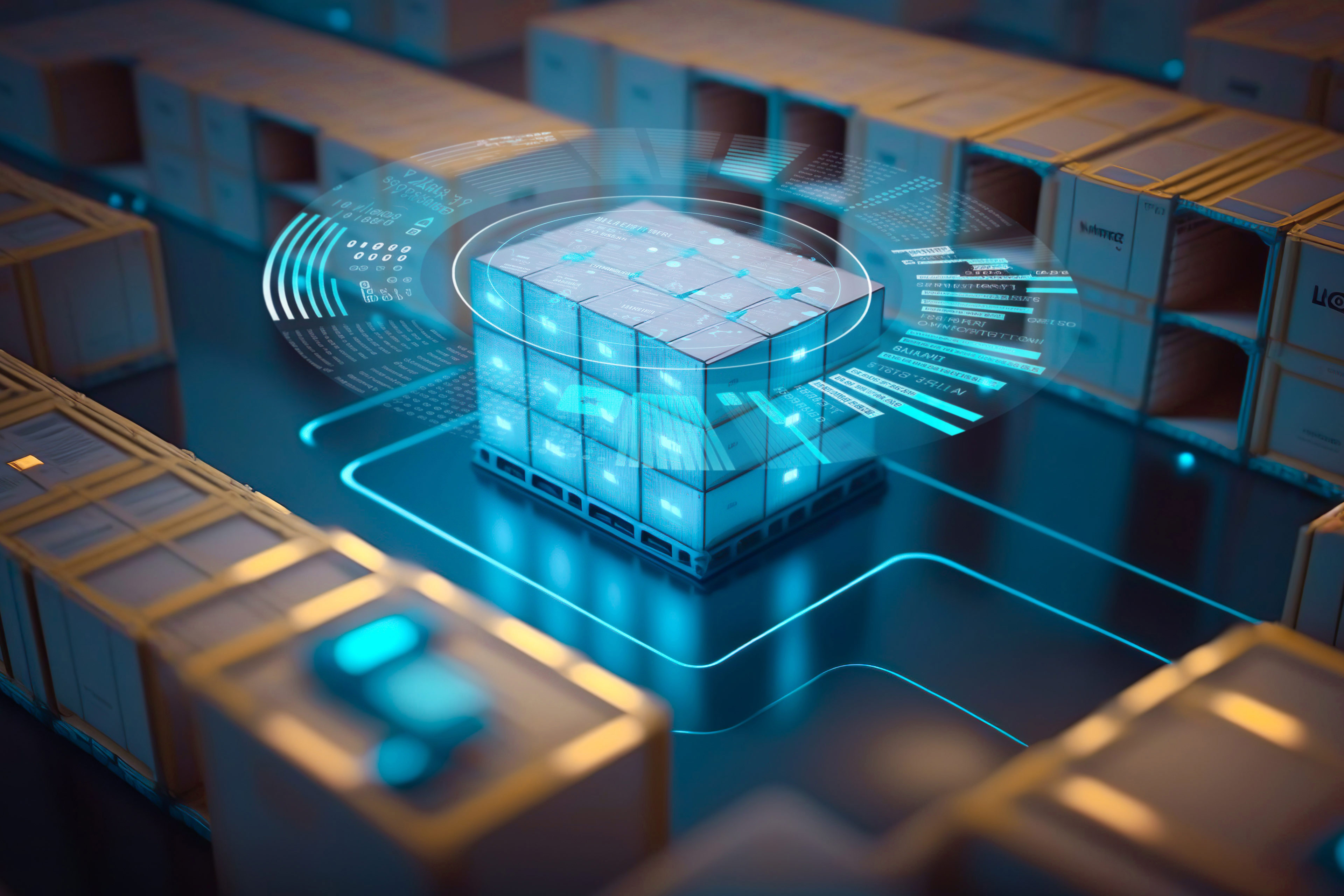 Smart system package of containers in an automated storage warehouse