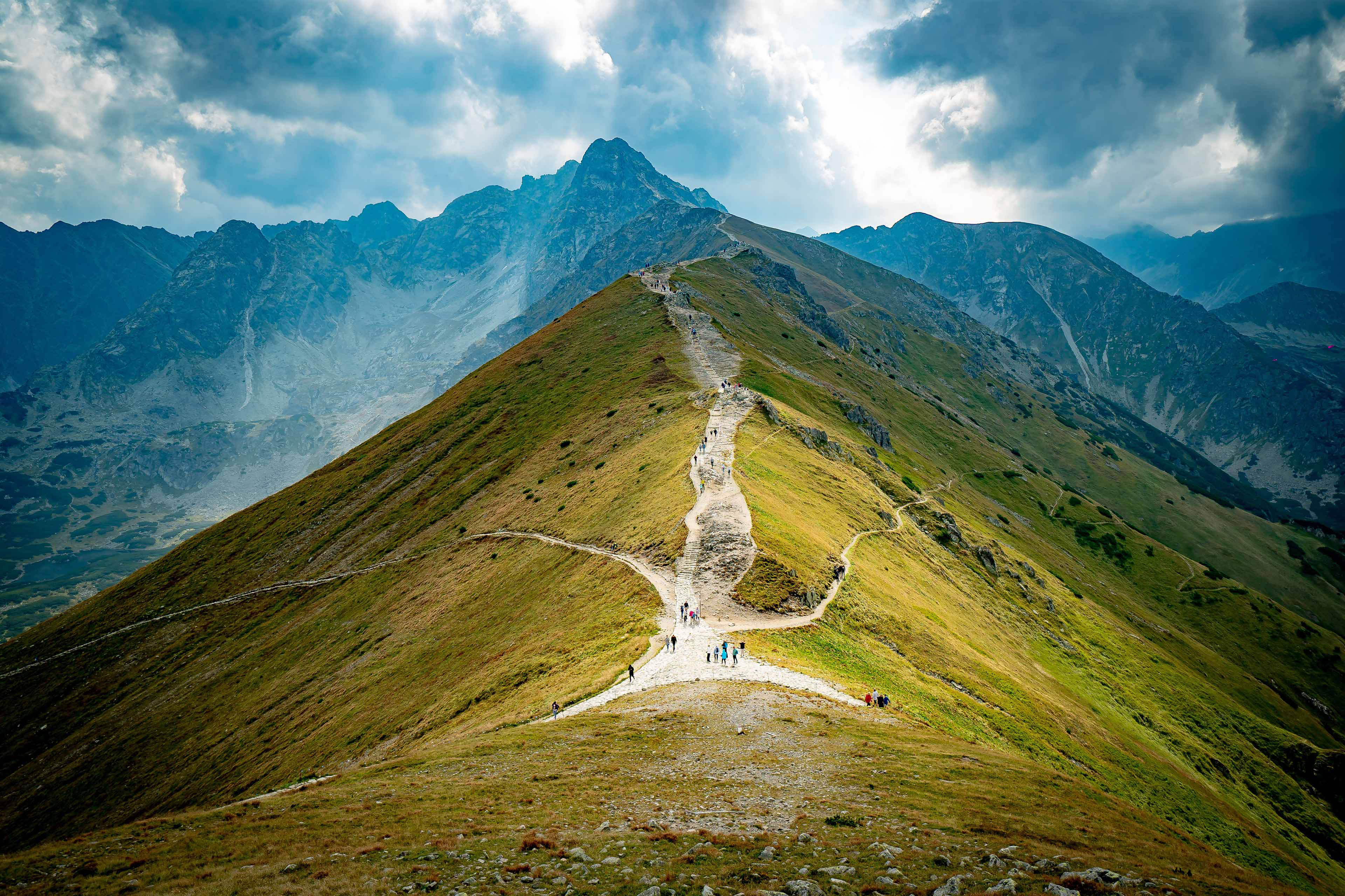 People walking on mountain trails