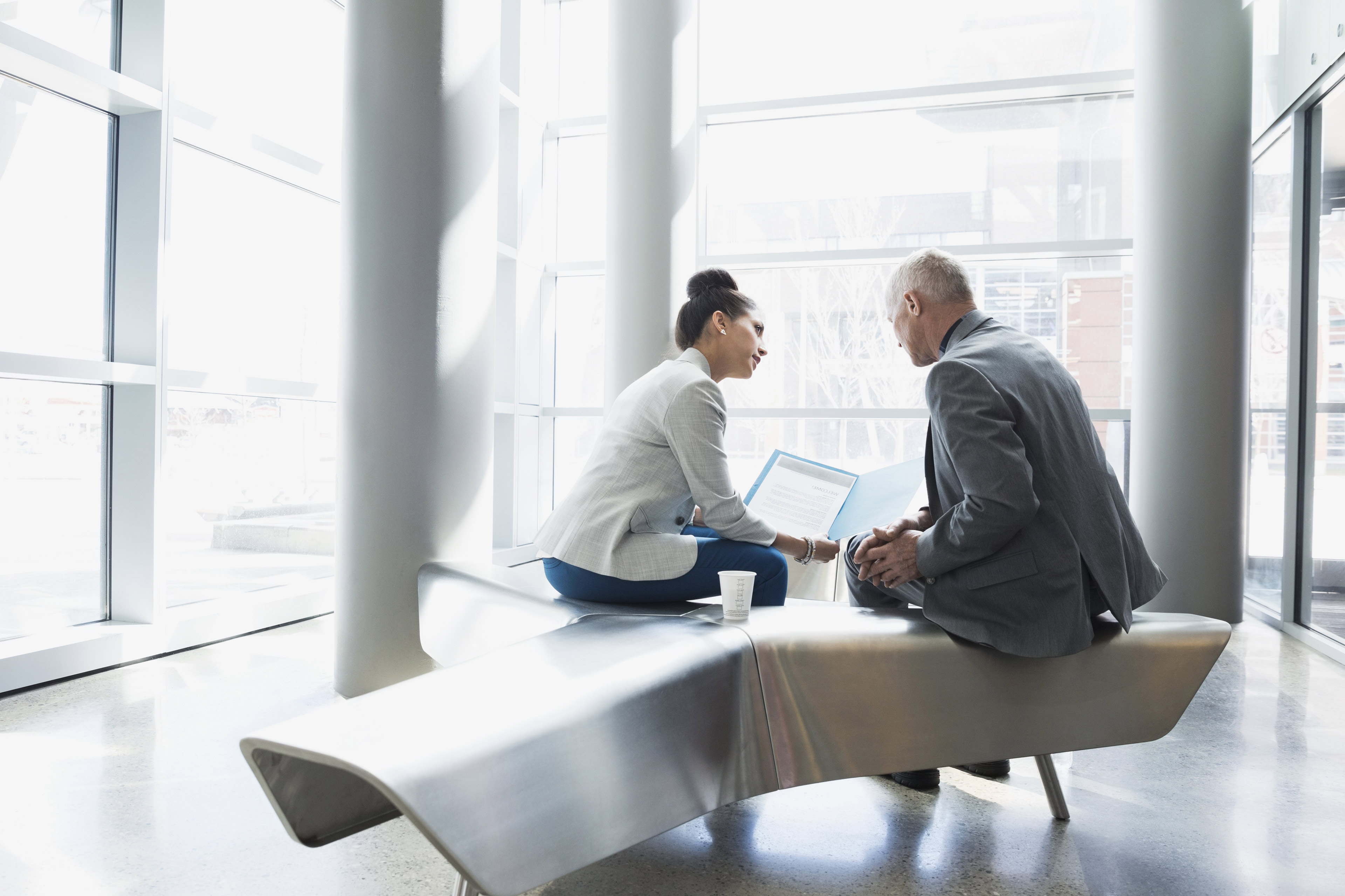 Woman and man with contract