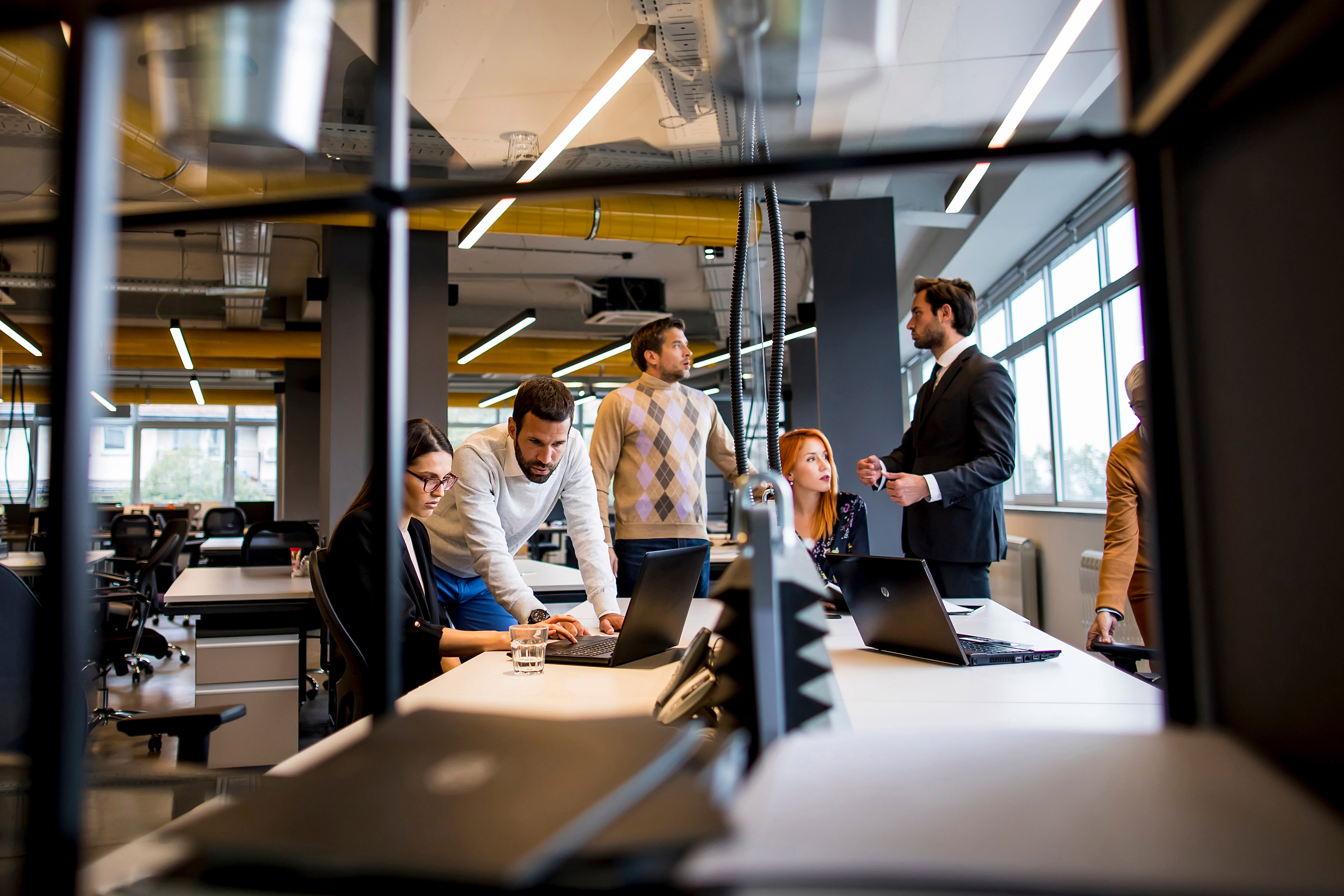 Group of young business people in the modern office