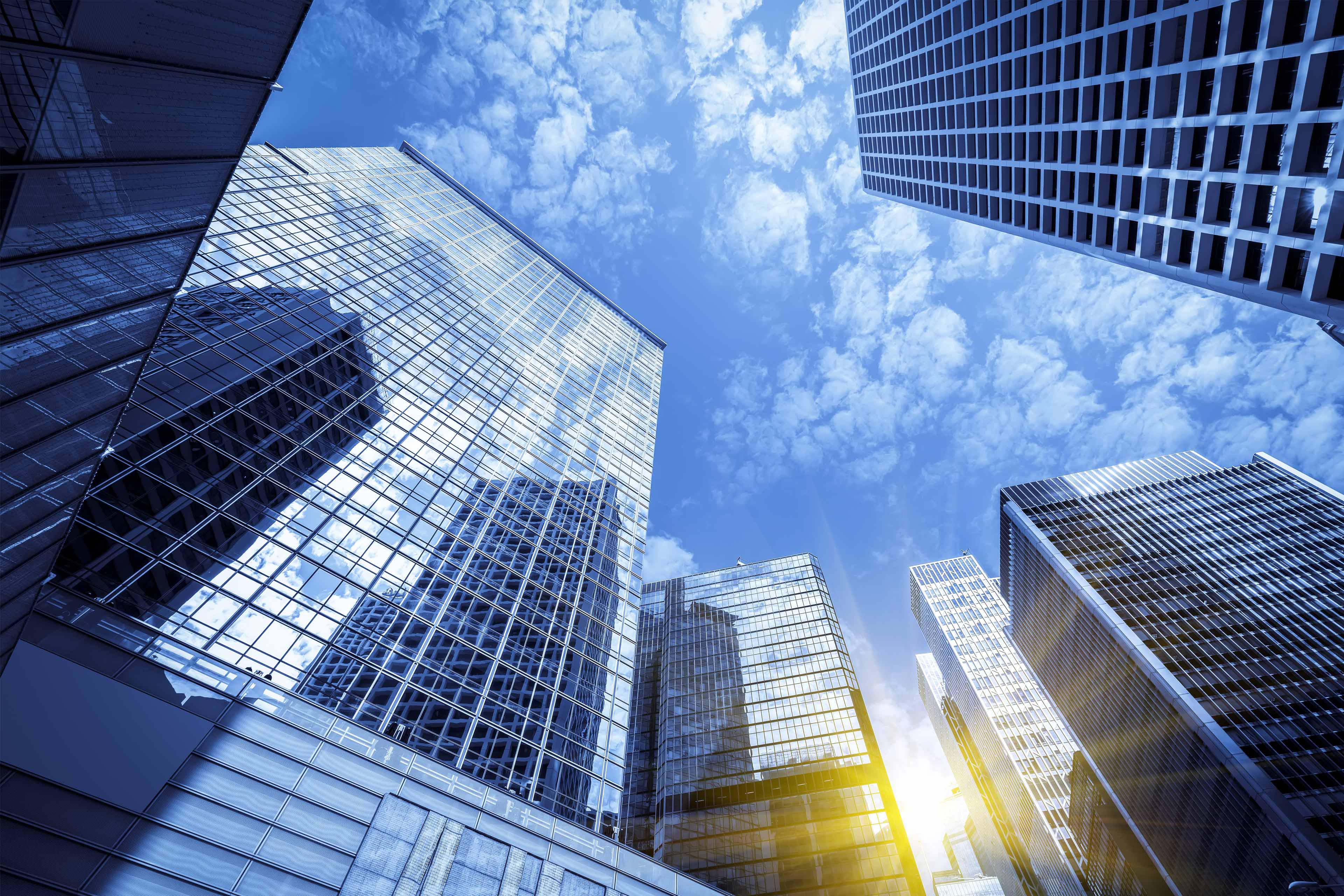 Commercial buildings from low angle