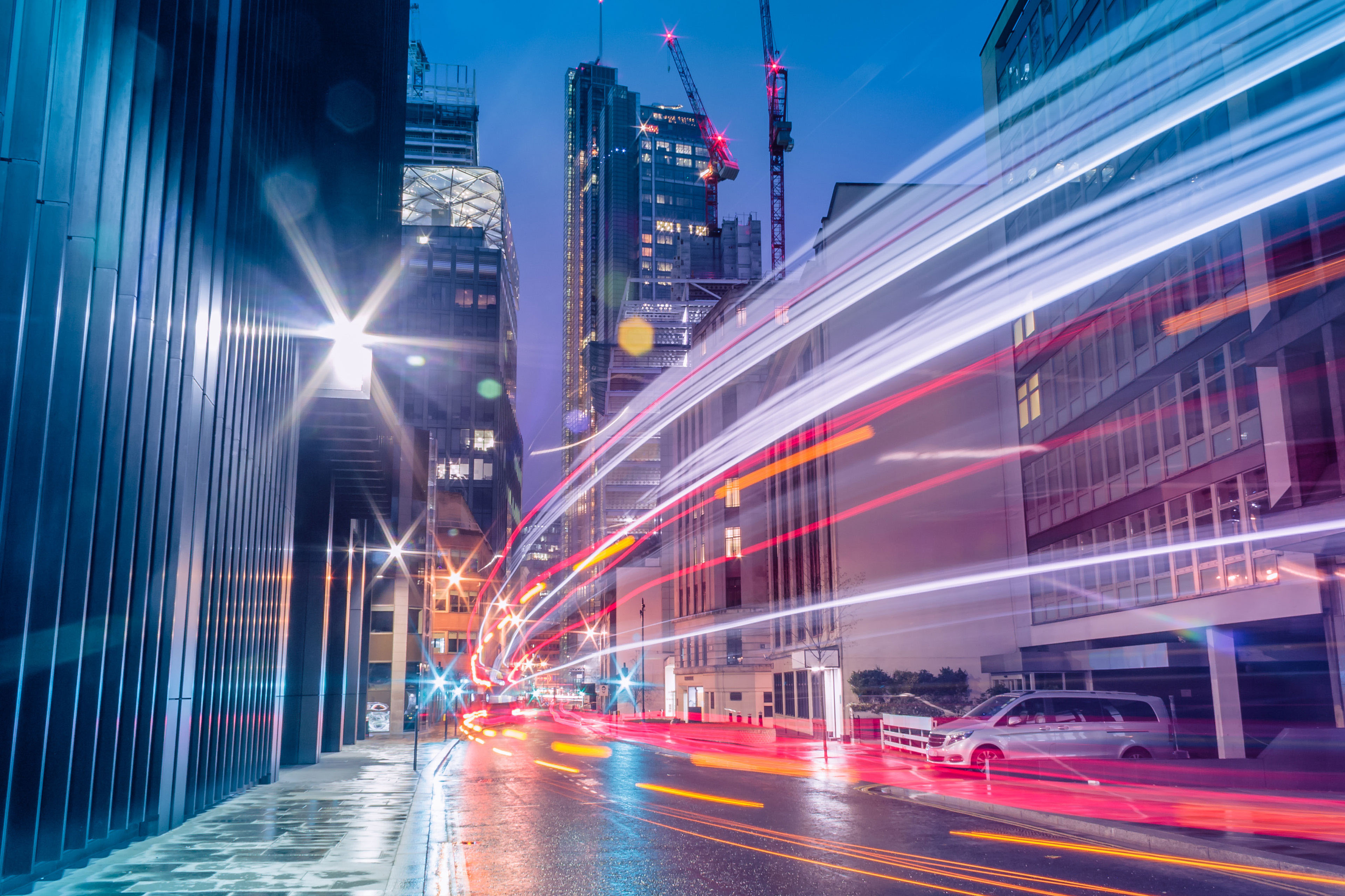 Light trails in the downtown