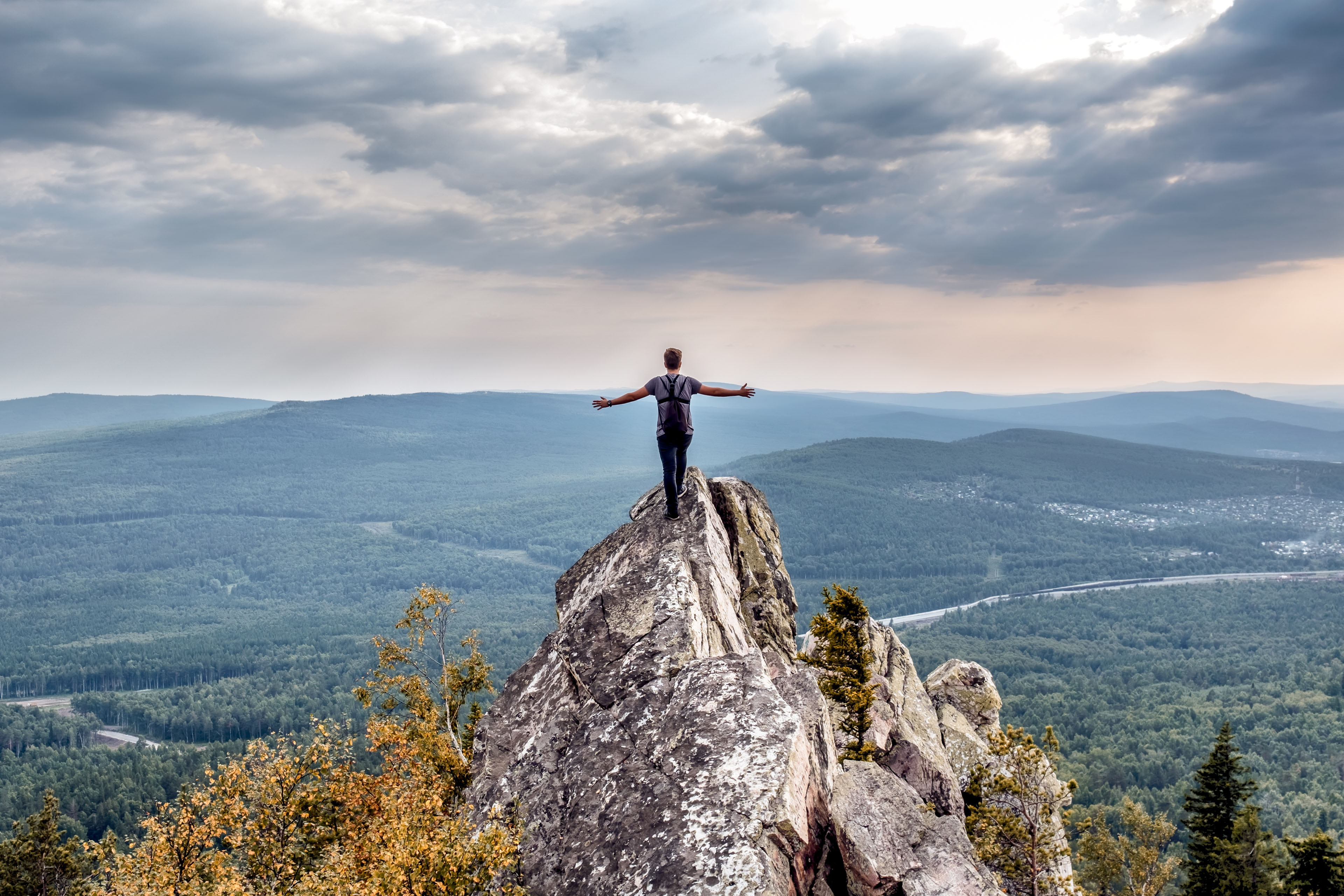 Man on a mountain peak