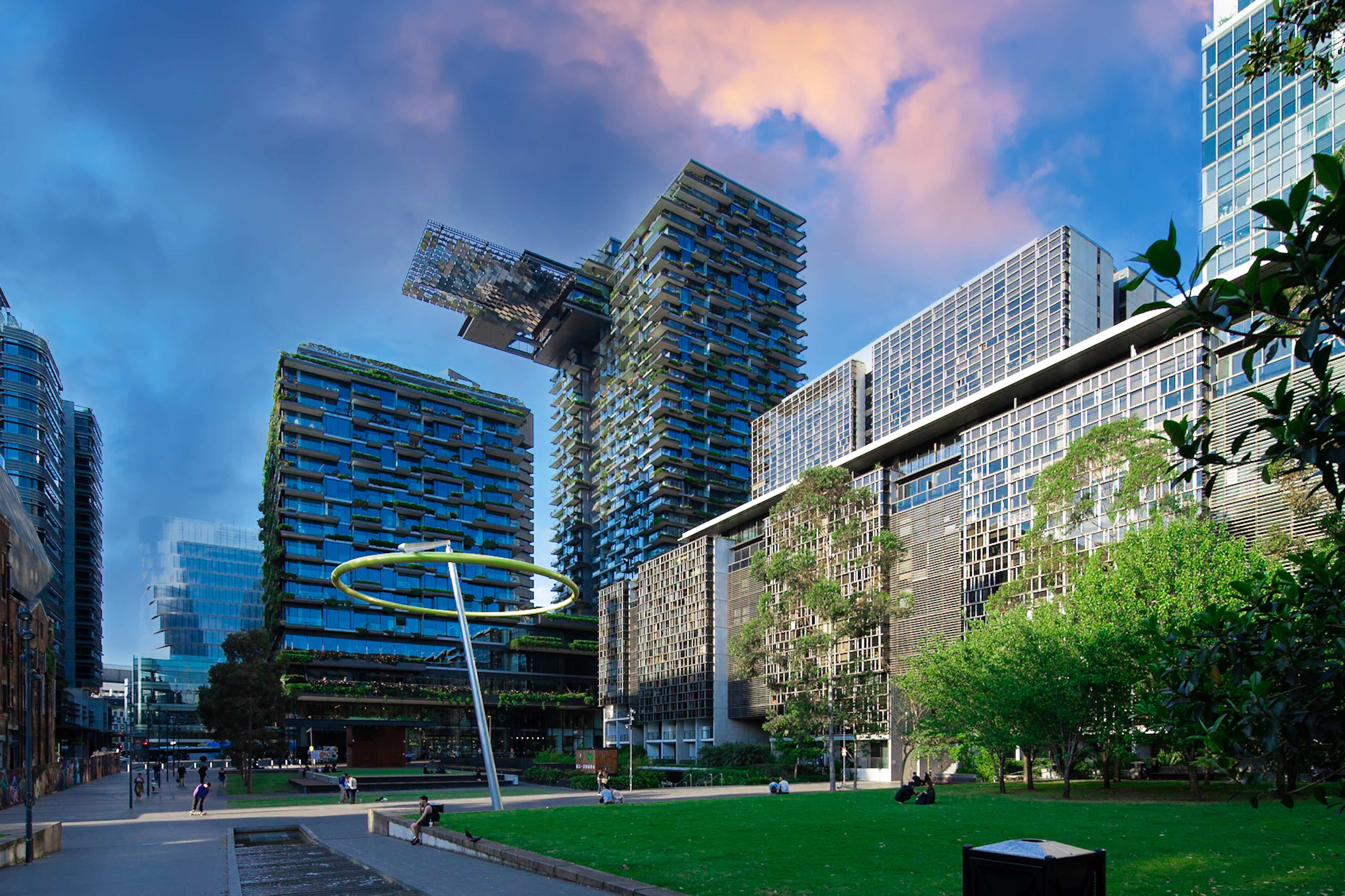 Apartment block with hanging gardens on exterior