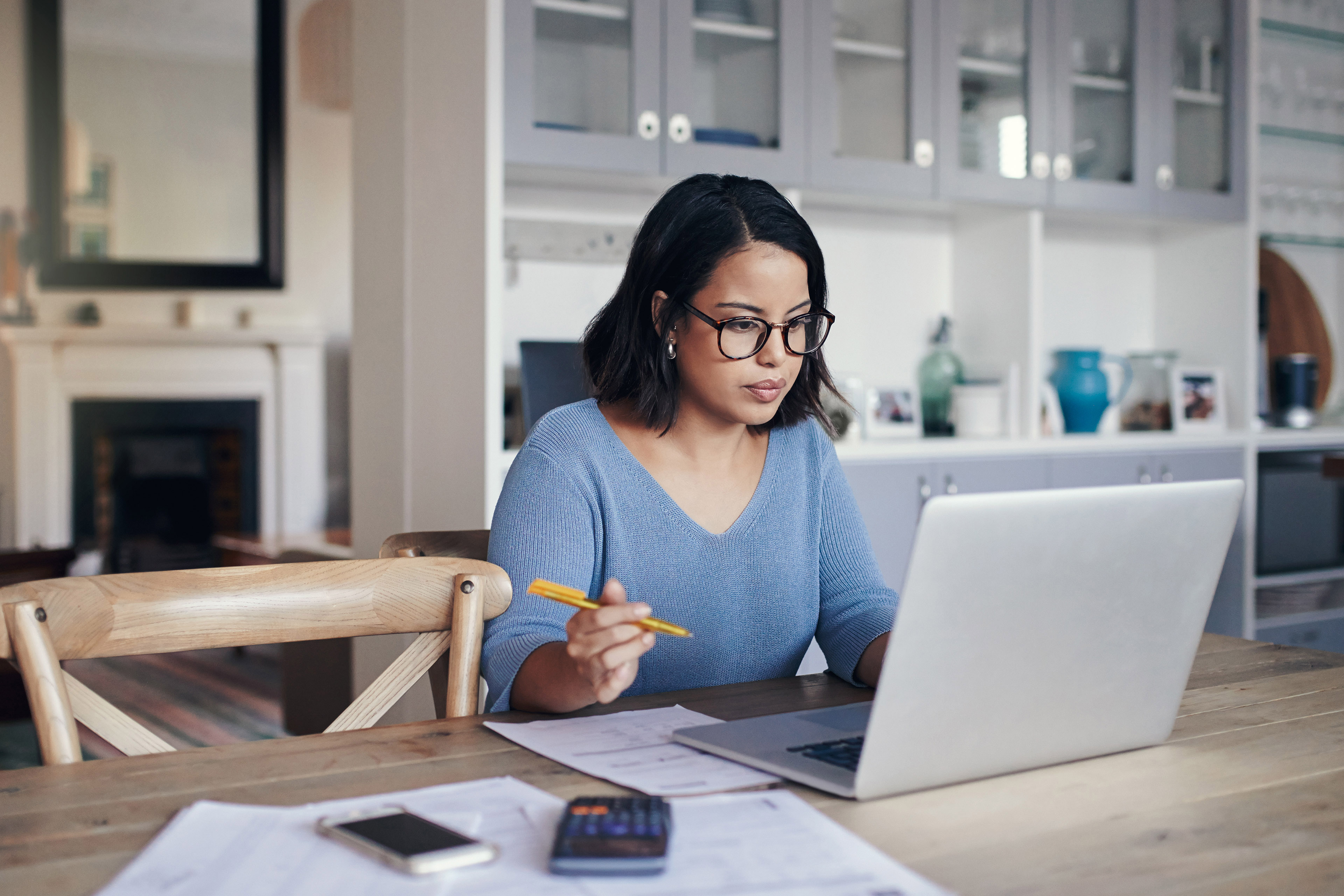 Woman working from home