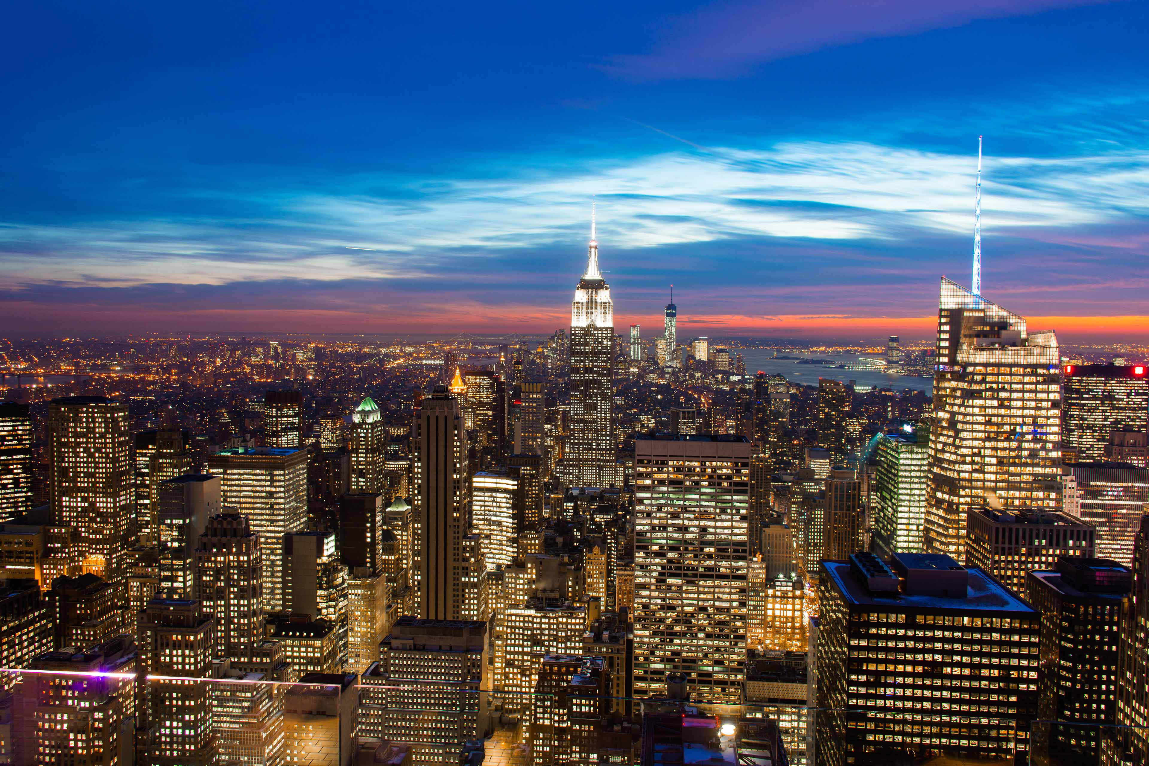 Famous skyscrapers of New York at night