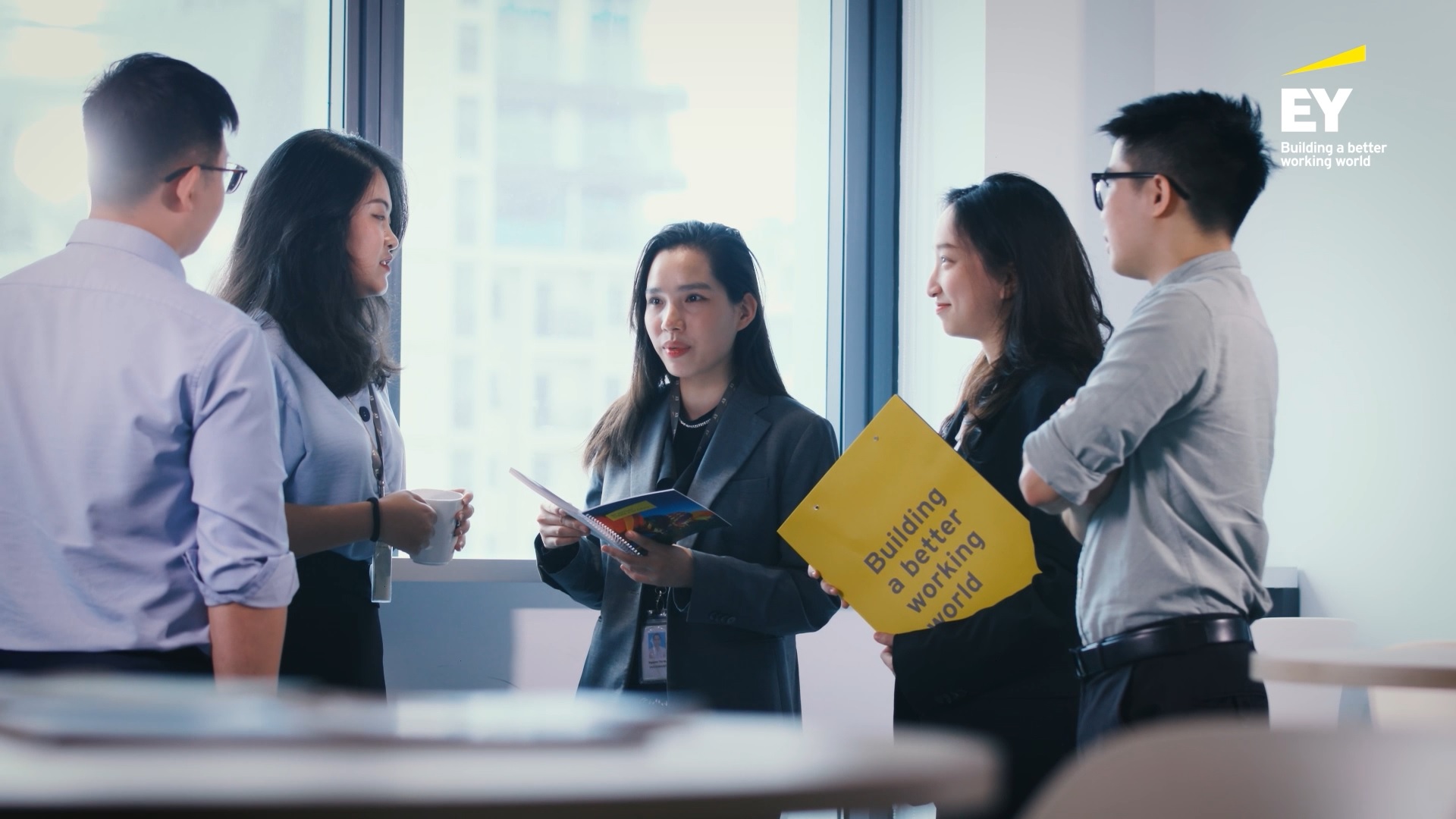 Business professionals discussing  the work