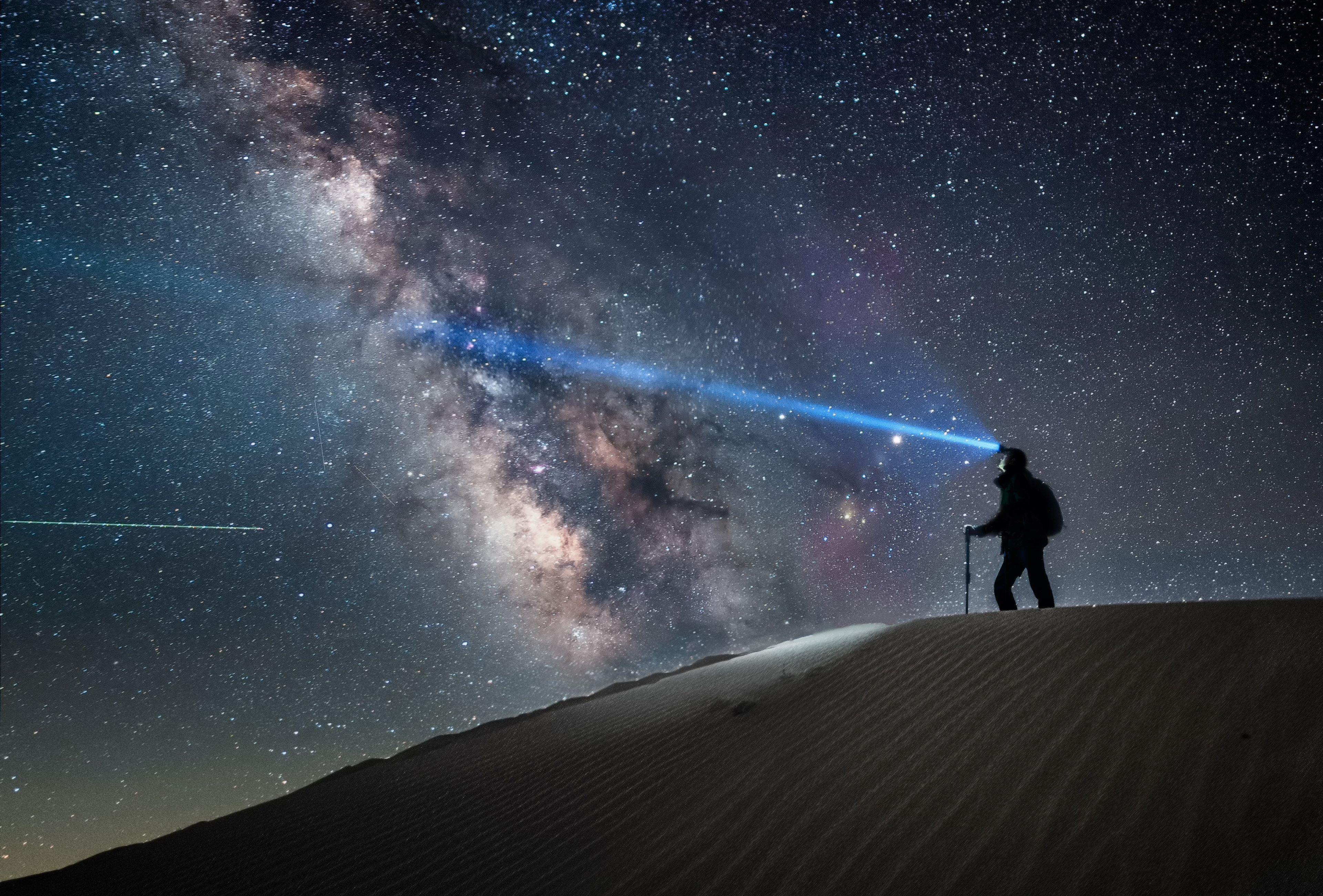 Person looking at stars and sky