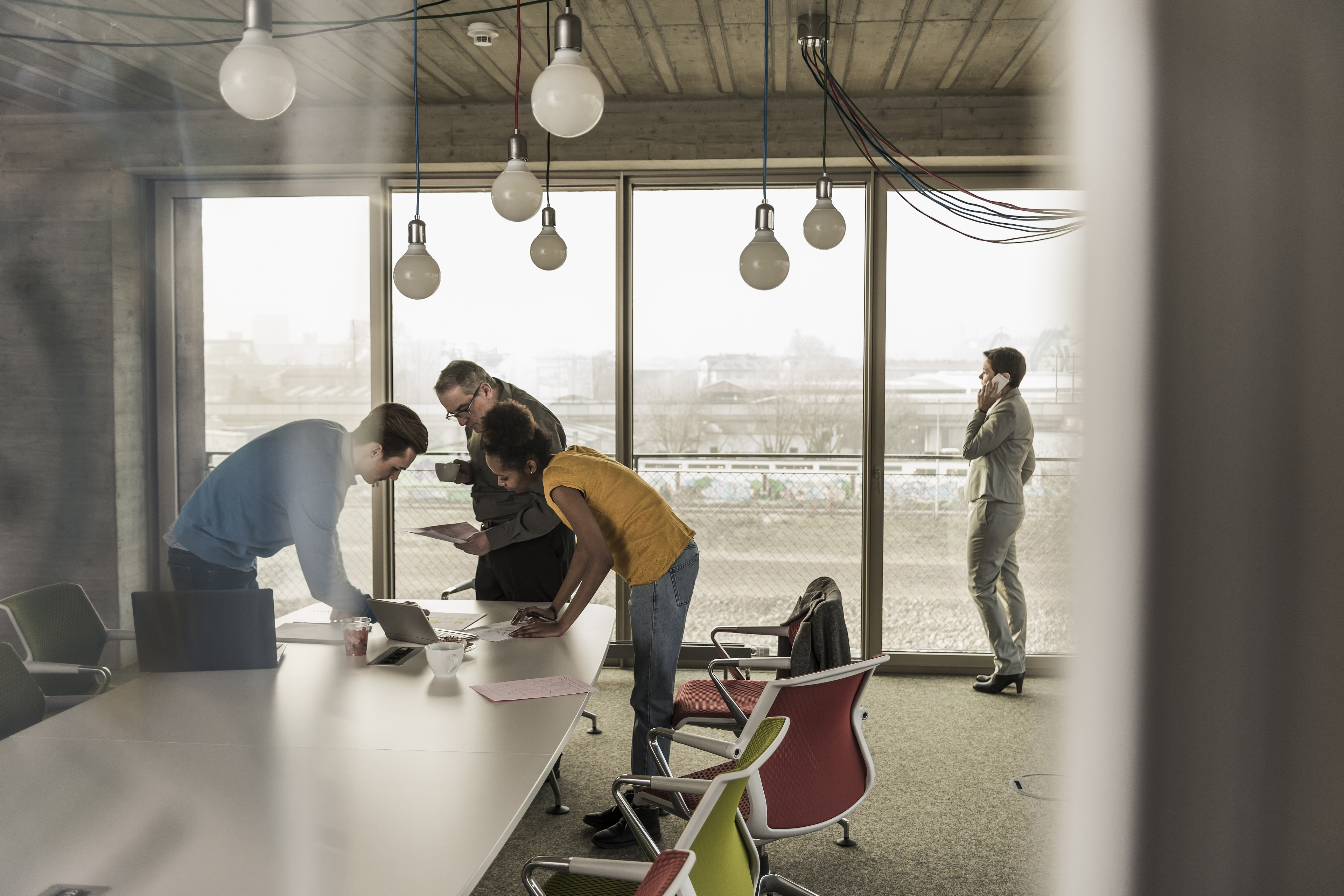 People having discussion in a meeting room