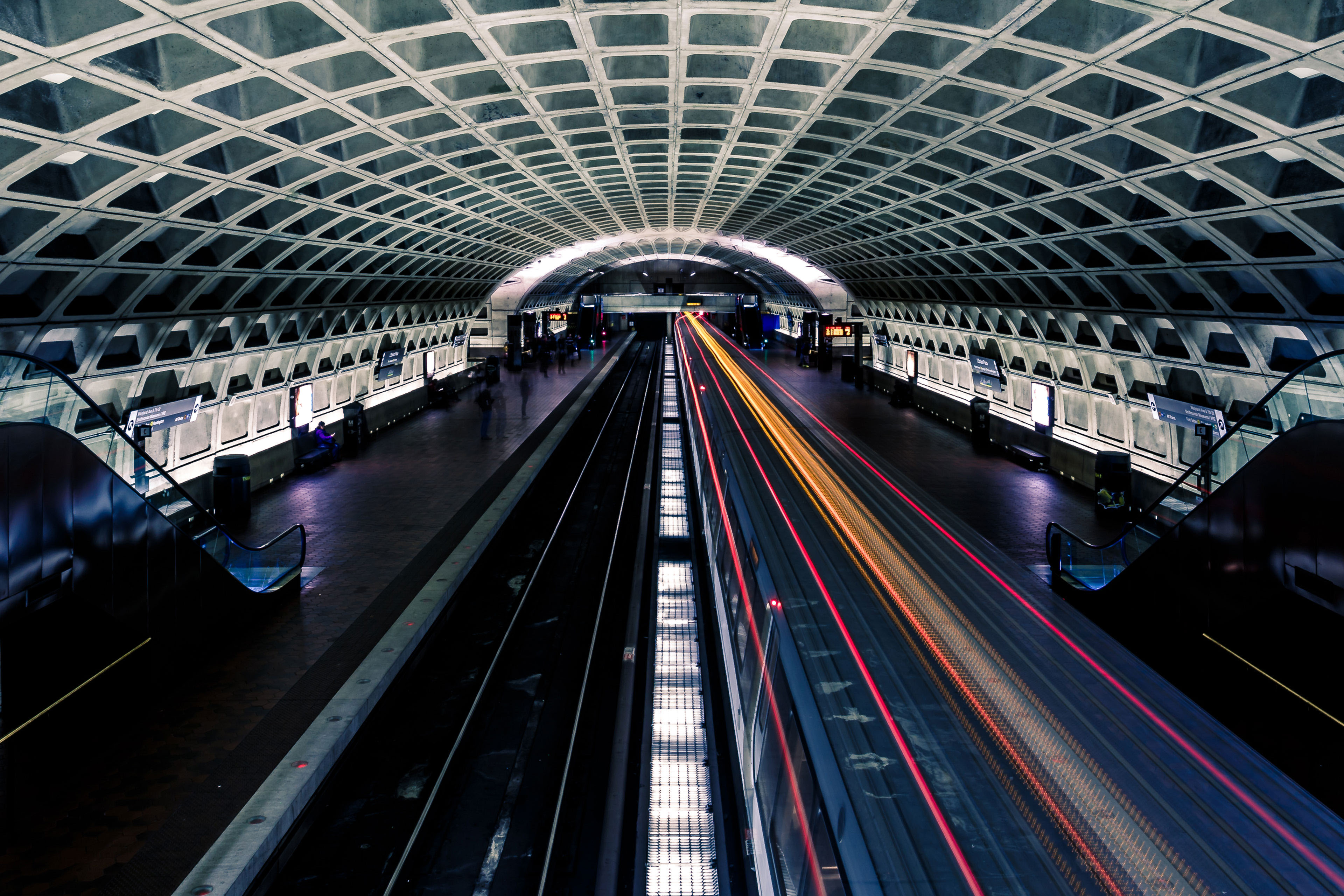 Motion blur image of subway station