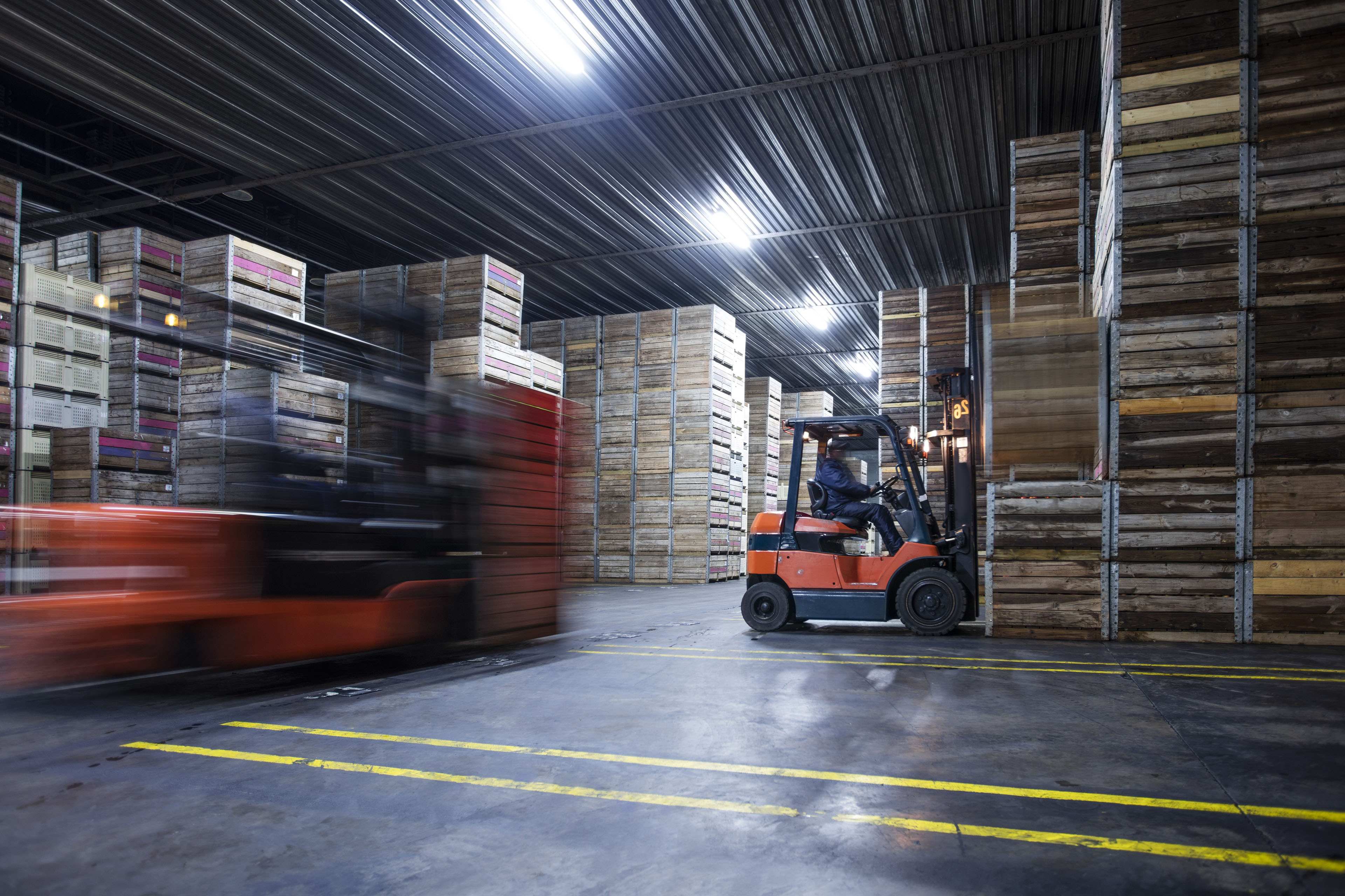 Person drive vehicle in the factory