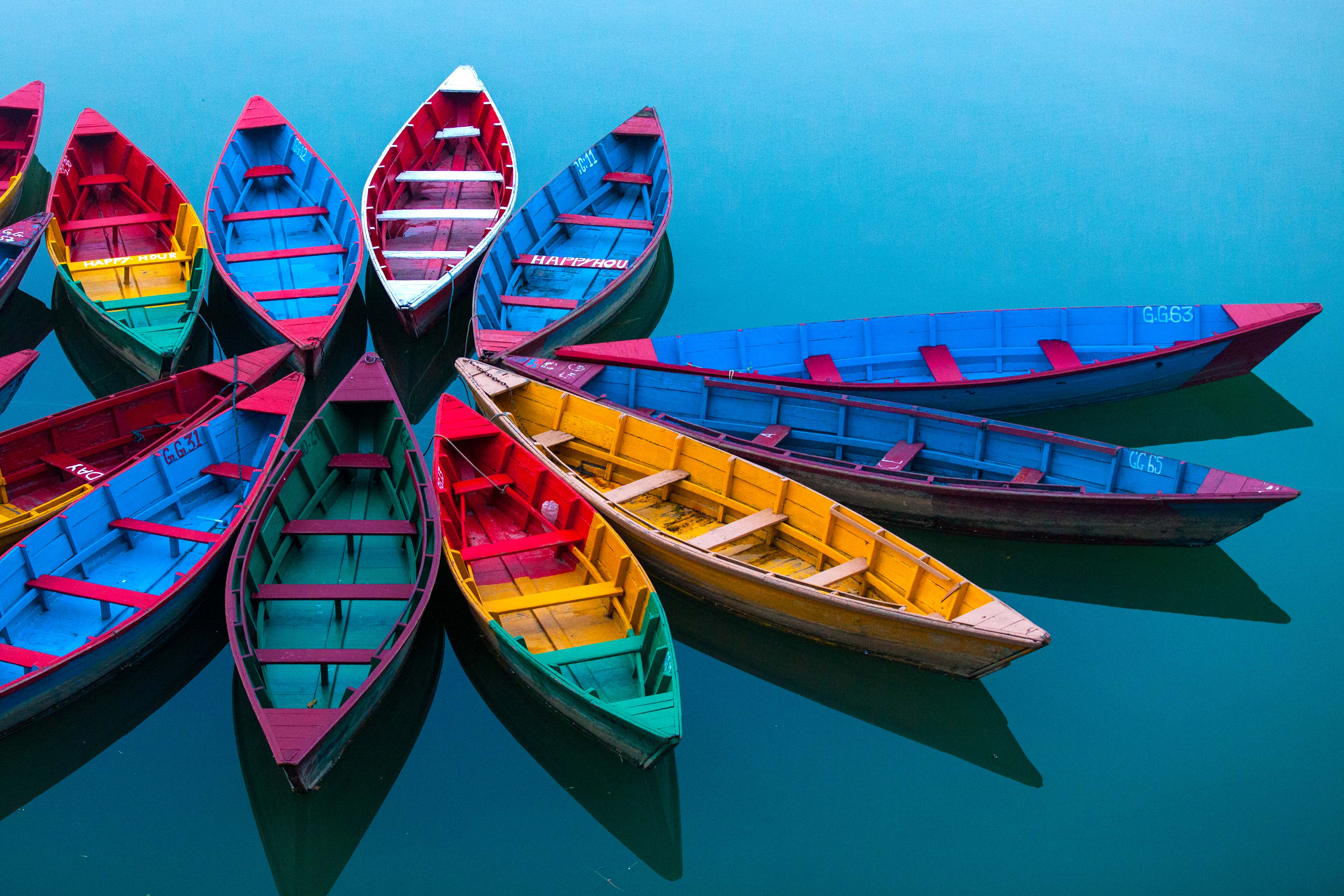 Multicolor boat river floating