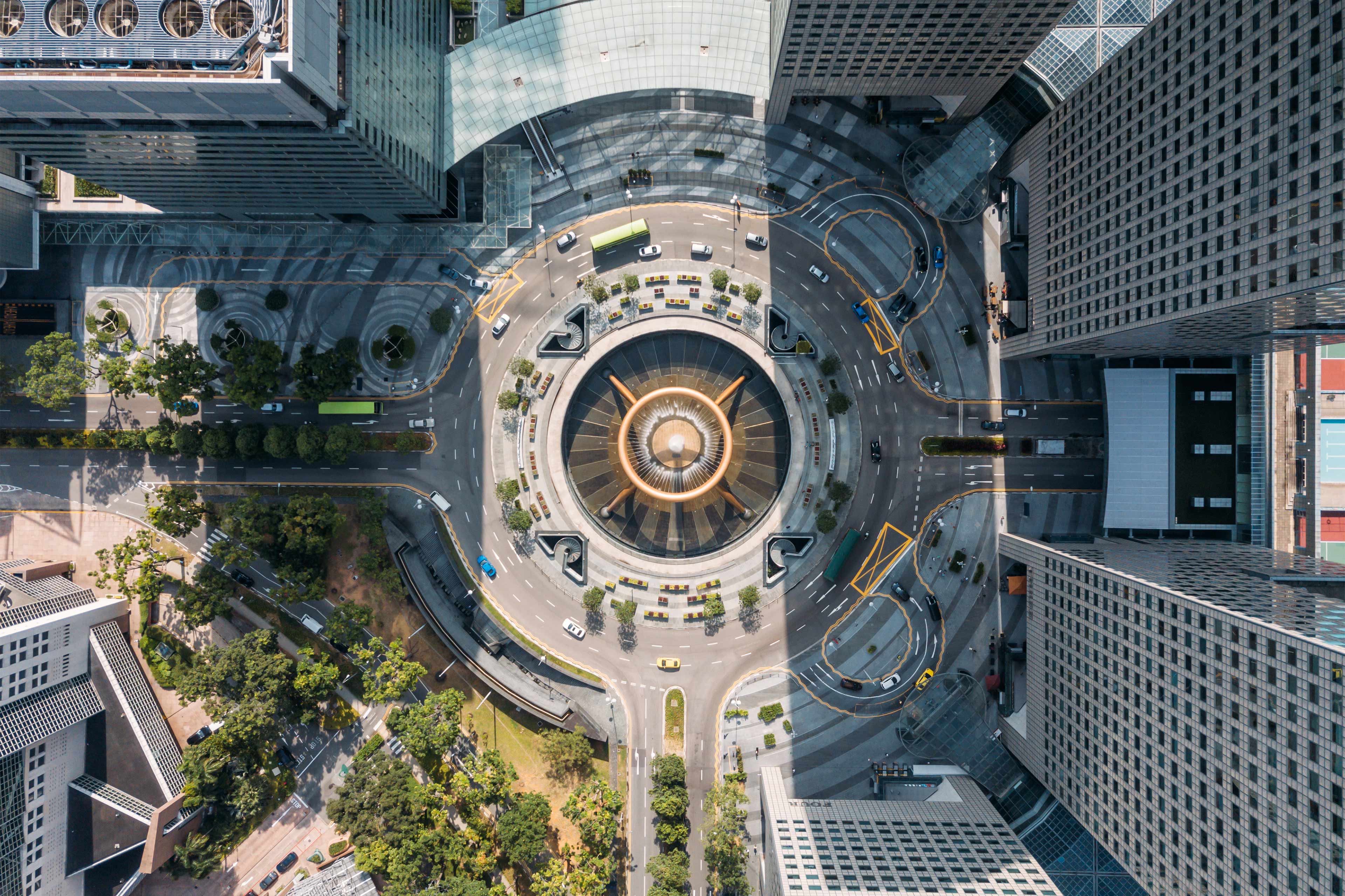 Top view of the Fountain of Wealth as the largest fountain in the world at Singapore. 