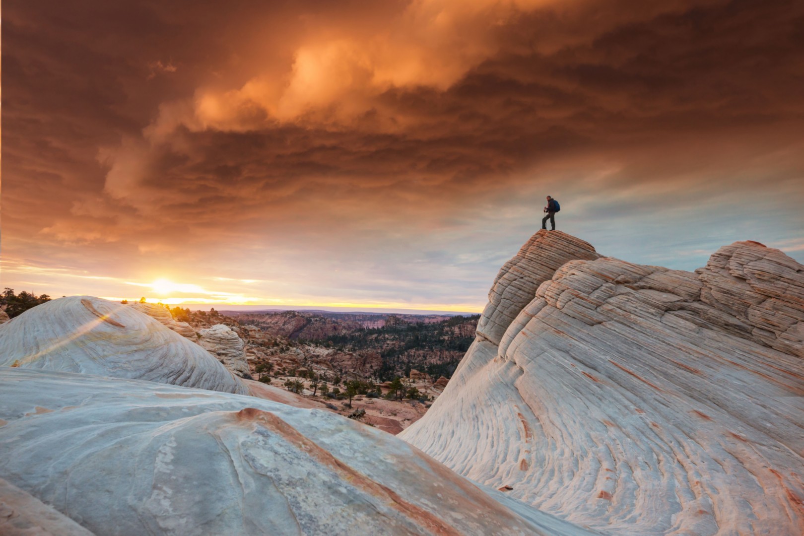 Man Hikeing In Utah Mountians